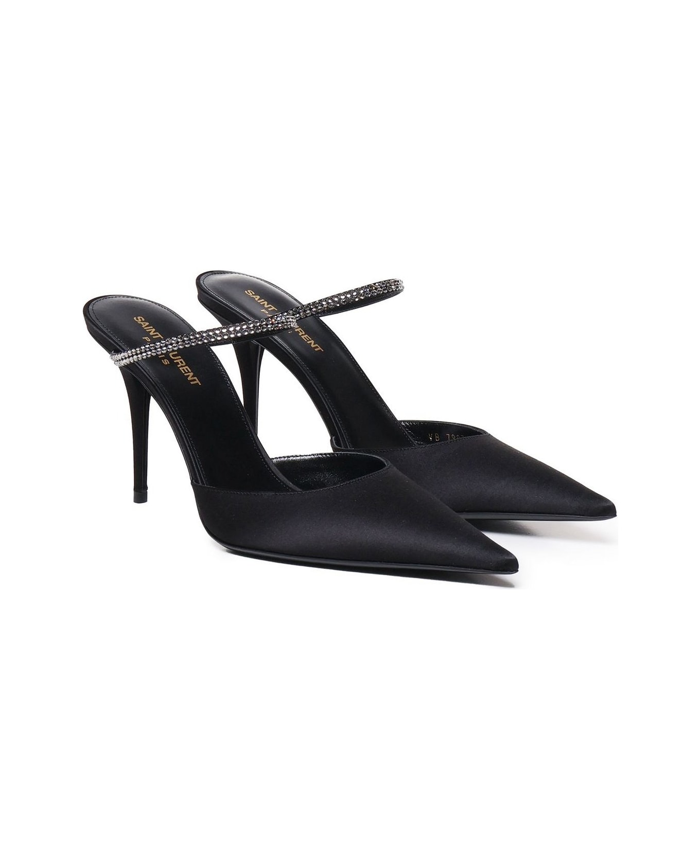 Saint Laurent Barbara Embellished Pointed Toe Pumps - Nero