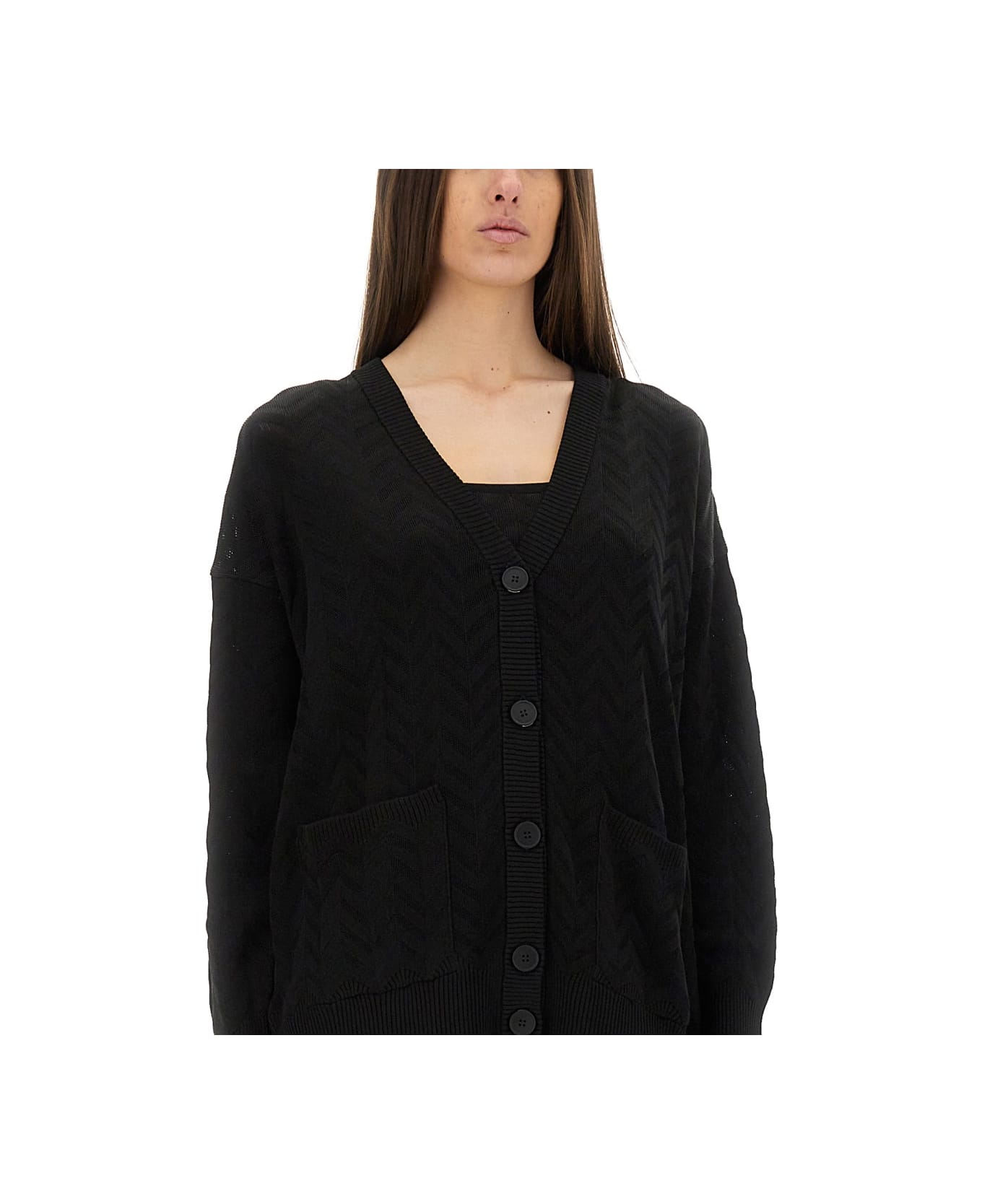 Missoni Chevron Pattern Cardigan - BLACK