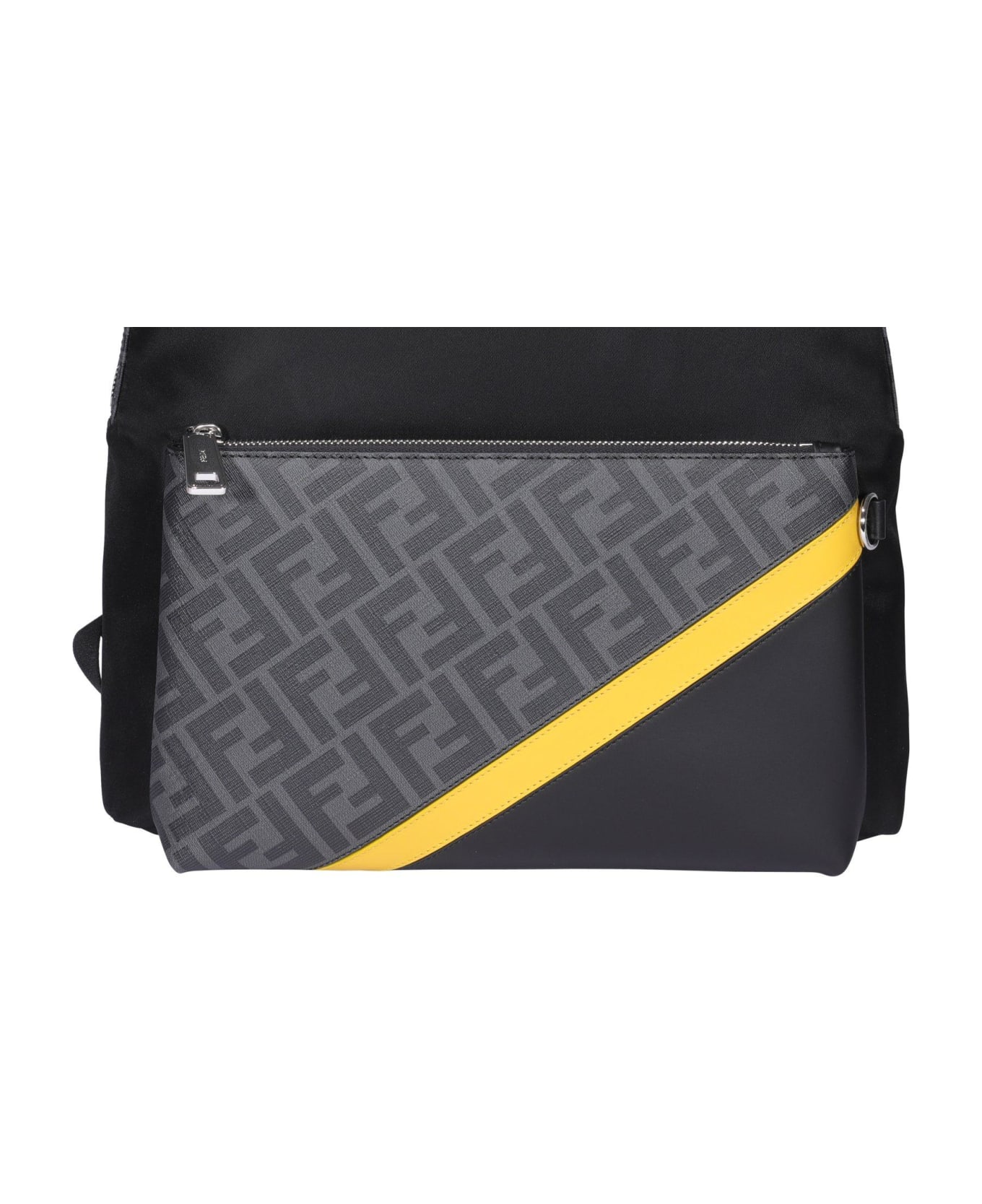 Fendi Ff Motif Large Backpack - BLACK