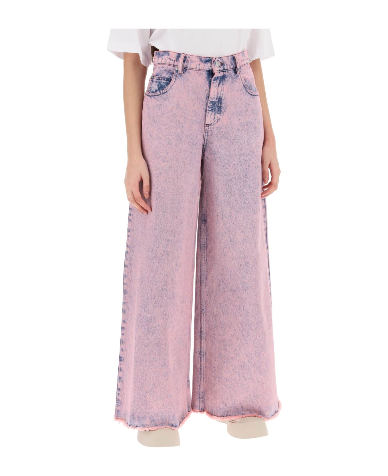 Marni Wide Leg Jeans In Overdyed Denim - Pink