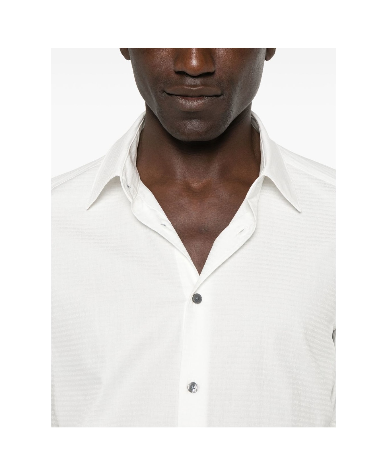 Emporio Armani Allover Logo Cotton Shirt - White