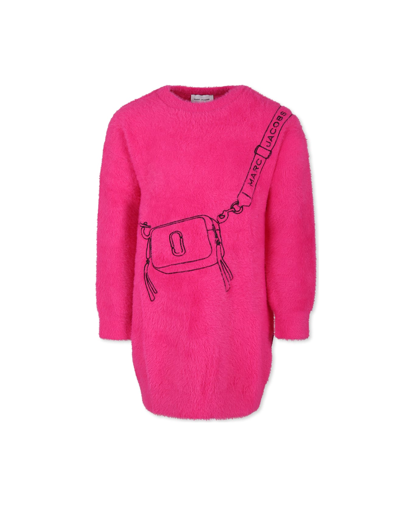 Little Marc Jacobs Fuchsia Dress For Girl With Logo - Fuchsia