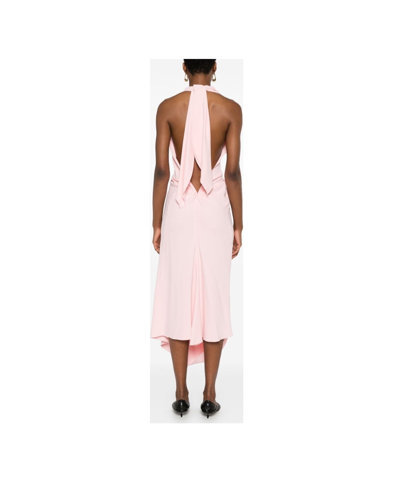 Victoria Beckham Abito Midi Con Sciarpa - Candy Floss