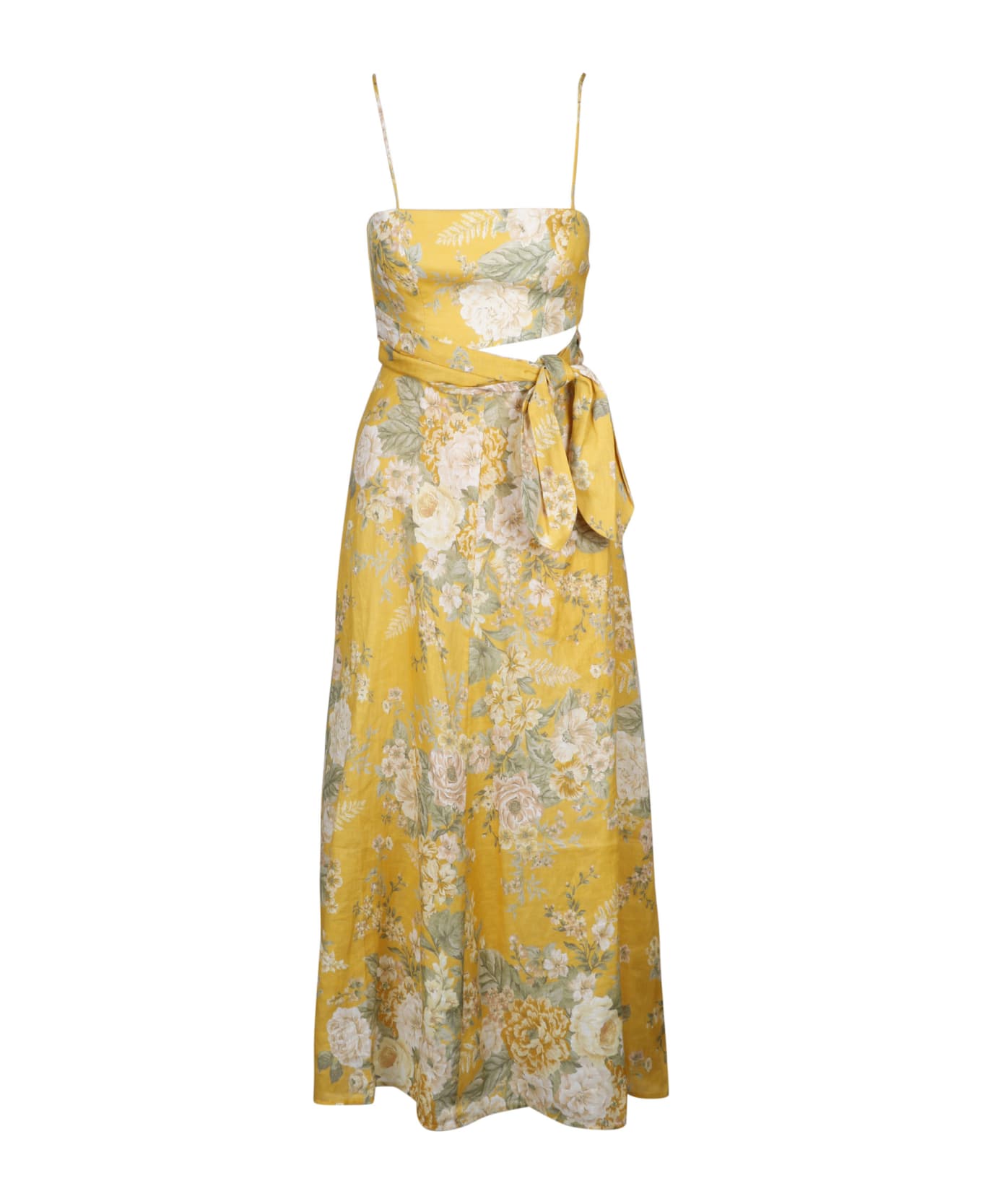Zimmermann Amelie Scarf Tie Dress - Yellow & Orange