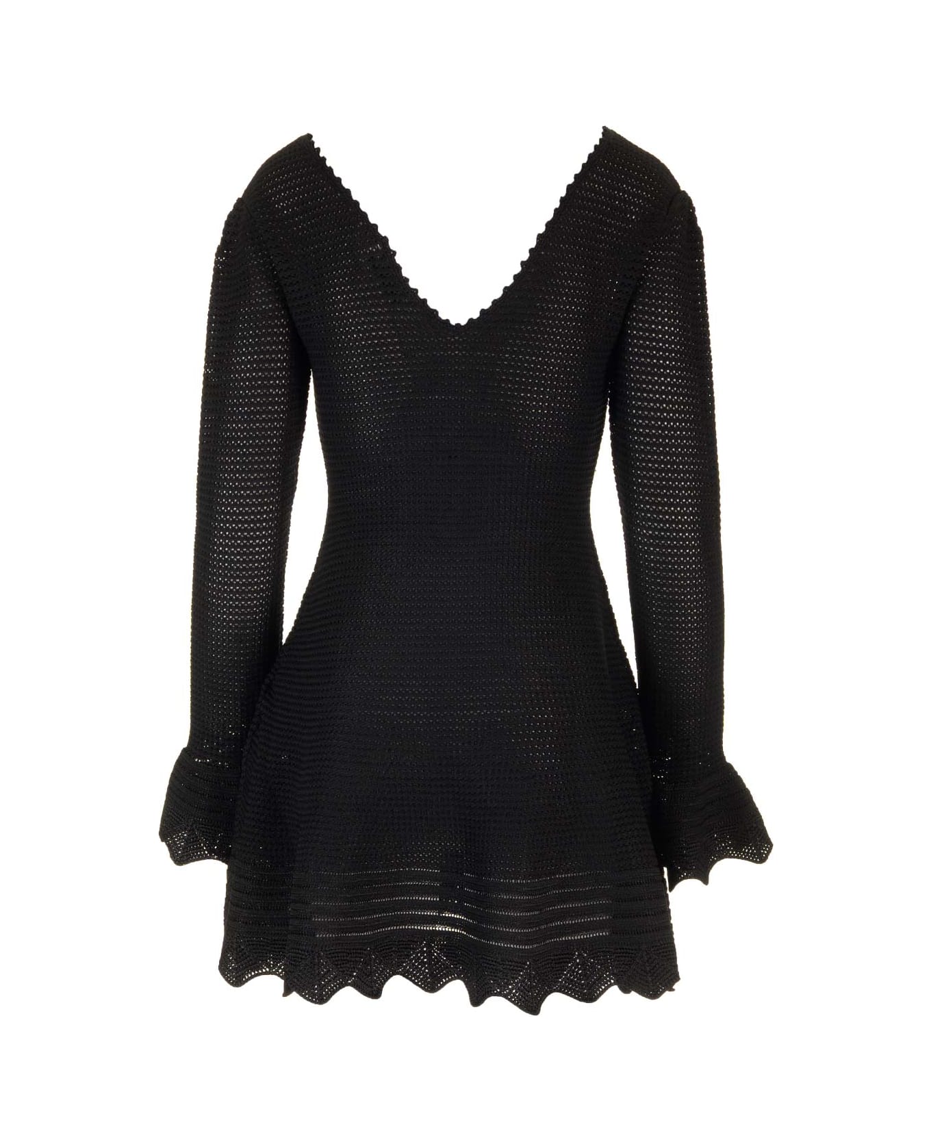 self-portrait Black Crochet Mini Dress - BLACK ワンピース＆ドレス