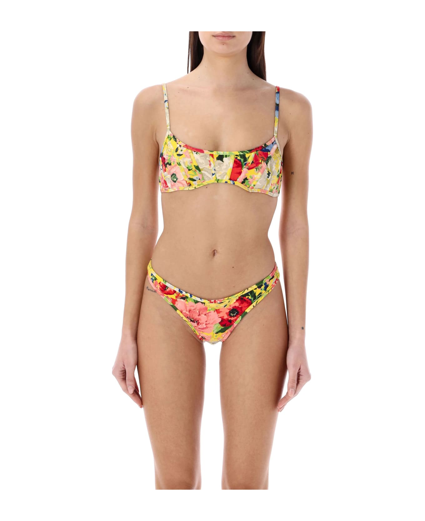Zimmermann Alight Corset Bikini - YELLOW FLORAL