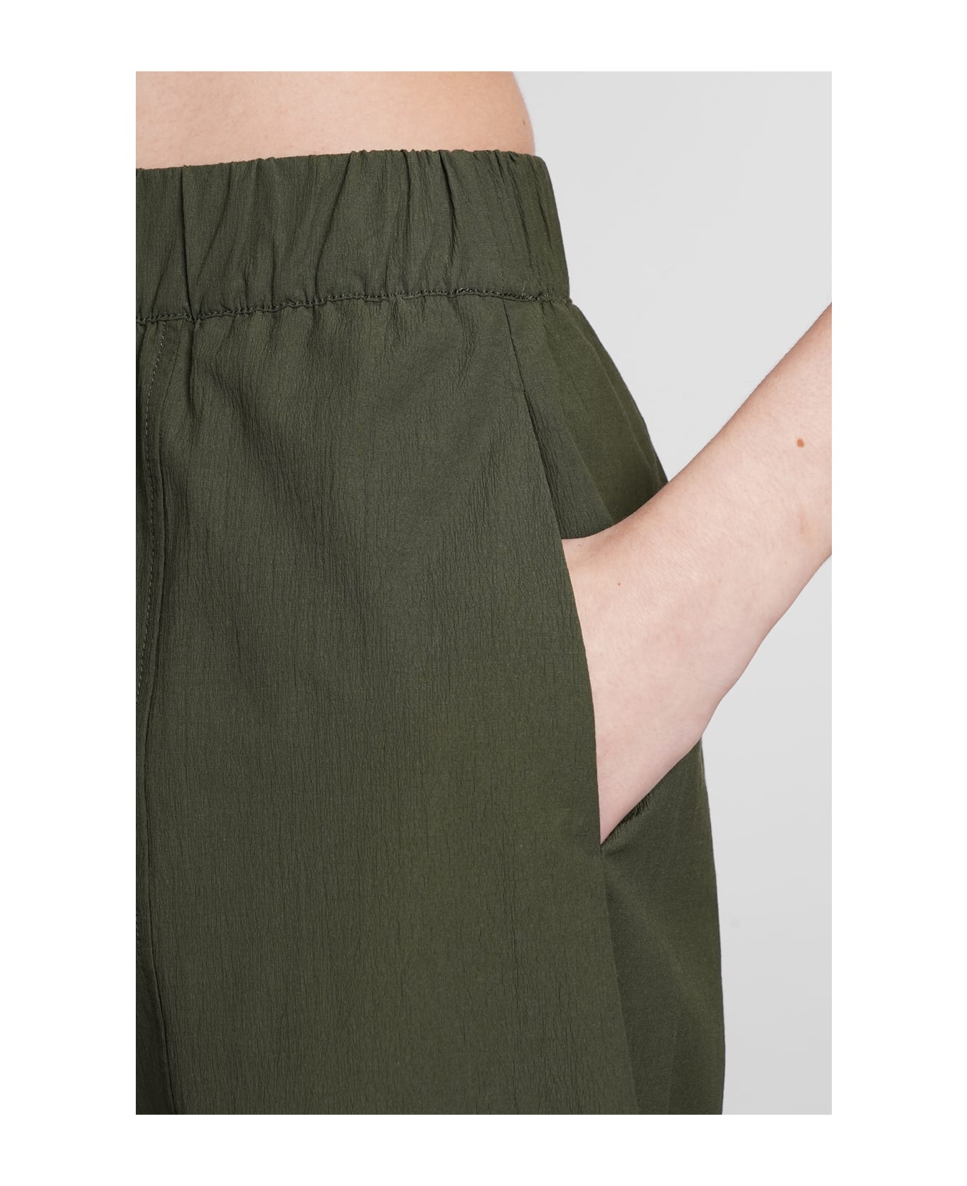 Ganni Pants In Green Cotton - green