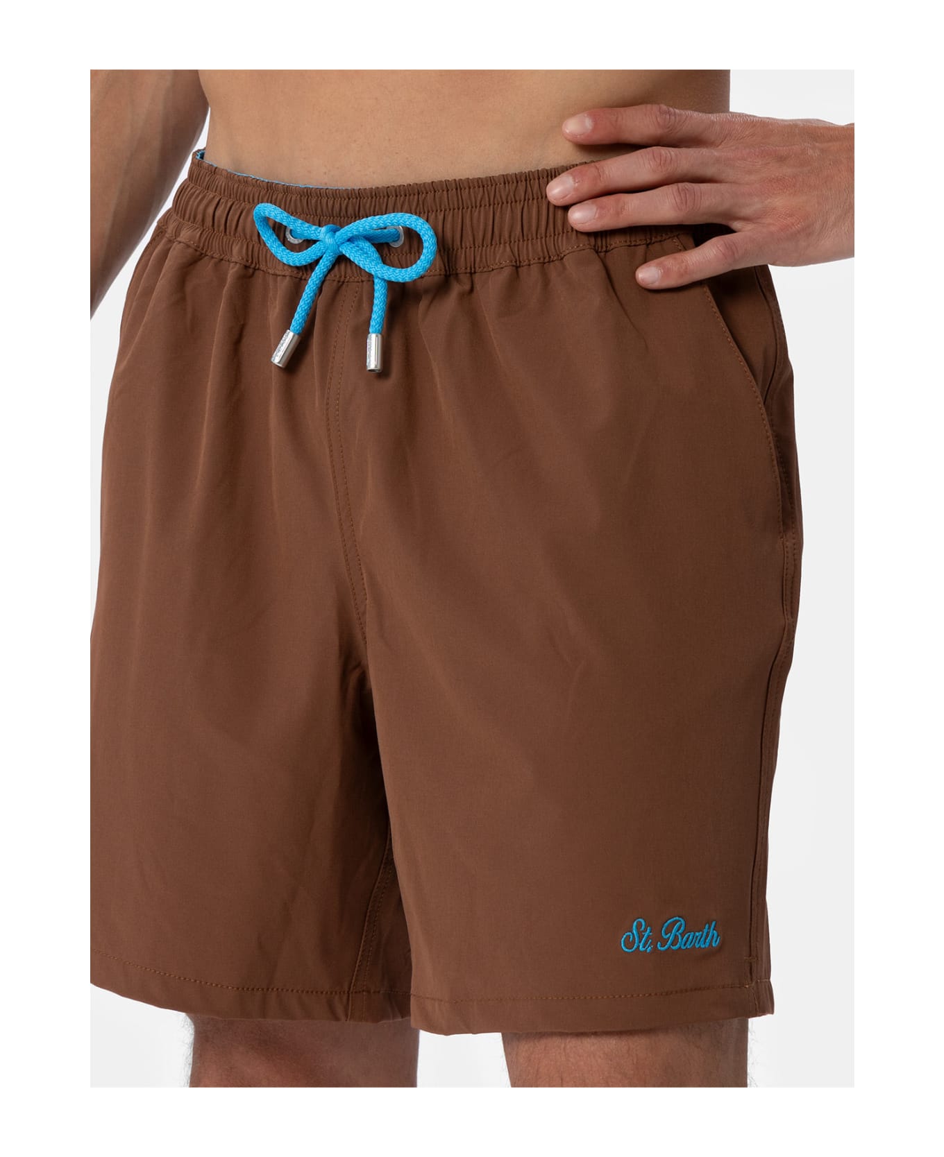 MC2 Saint Barth Man Brown Comfort Swim Shorts - BROWN