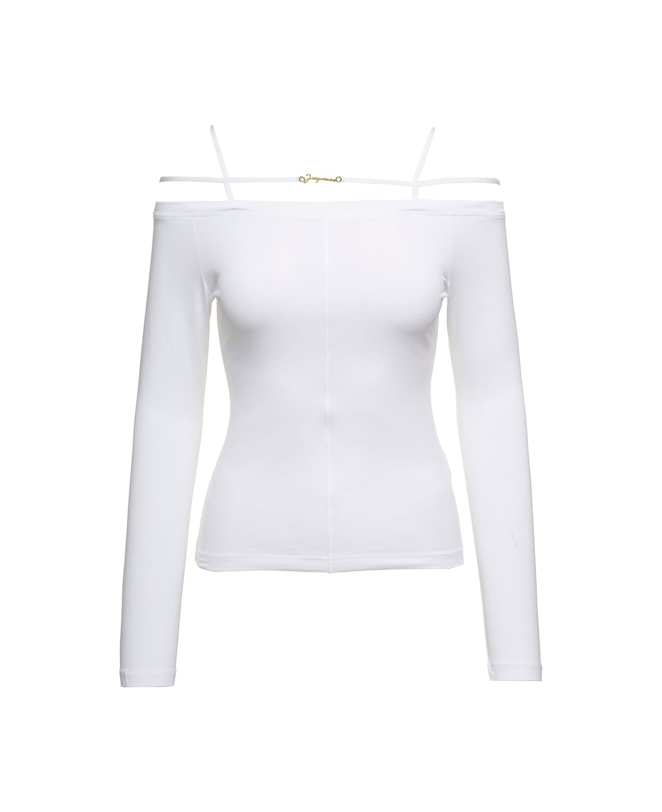 Jacquemus Sierra Long-sleeve Top With Logo Detail In Jersey - BIANCO Tシャツ