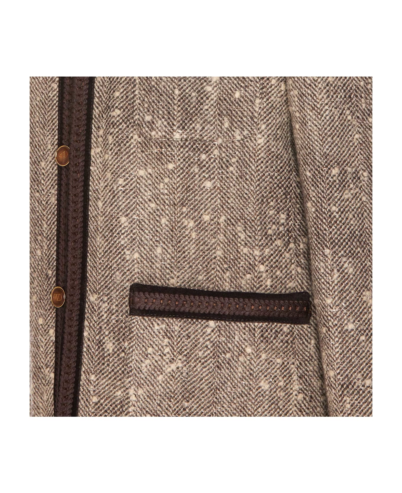Valentino Garavani Contrasting Trim Coat - Brown