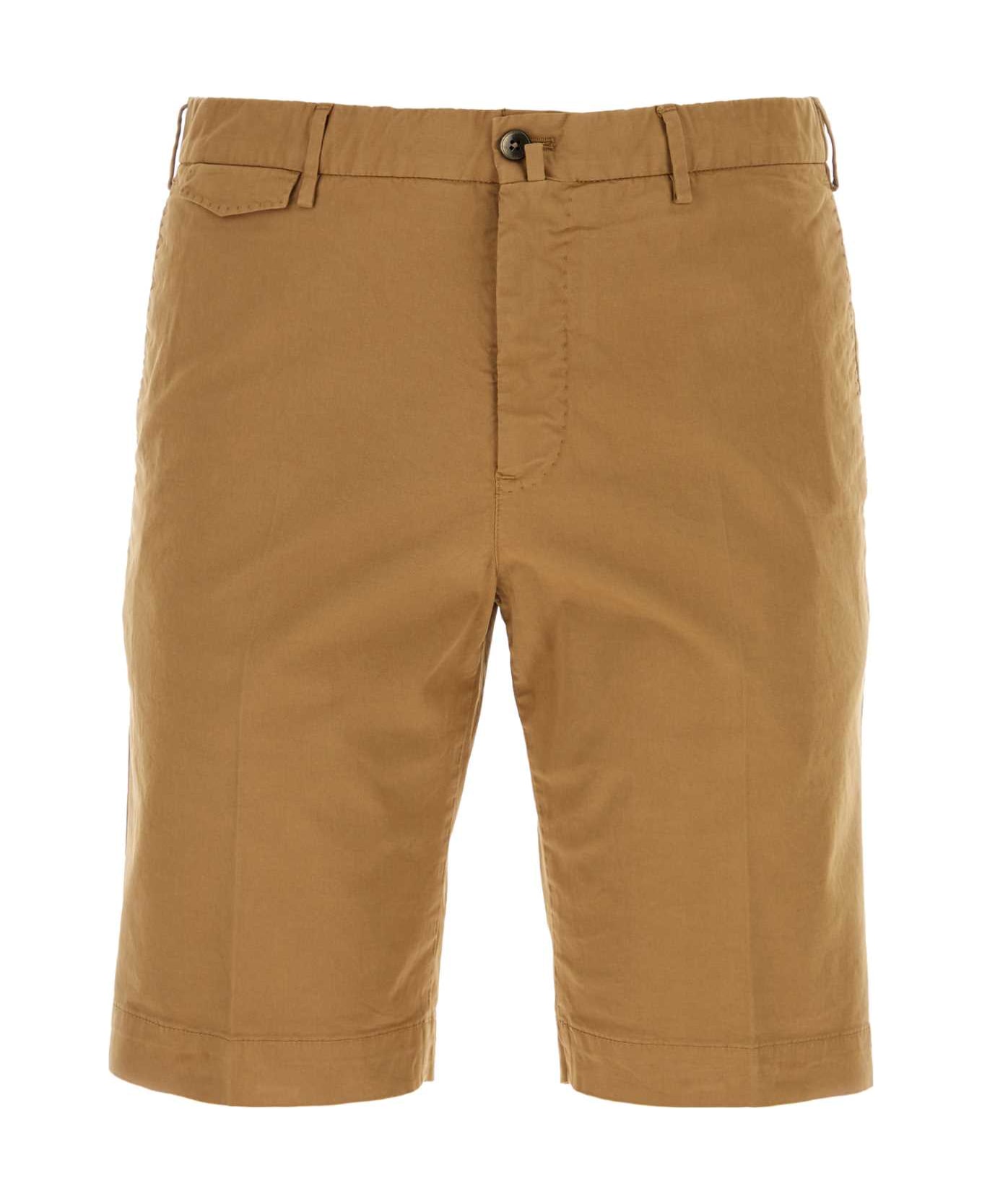 PT01 Camel Stretch Cotton Bermuda Shorts - MARRONE ショートパンツ