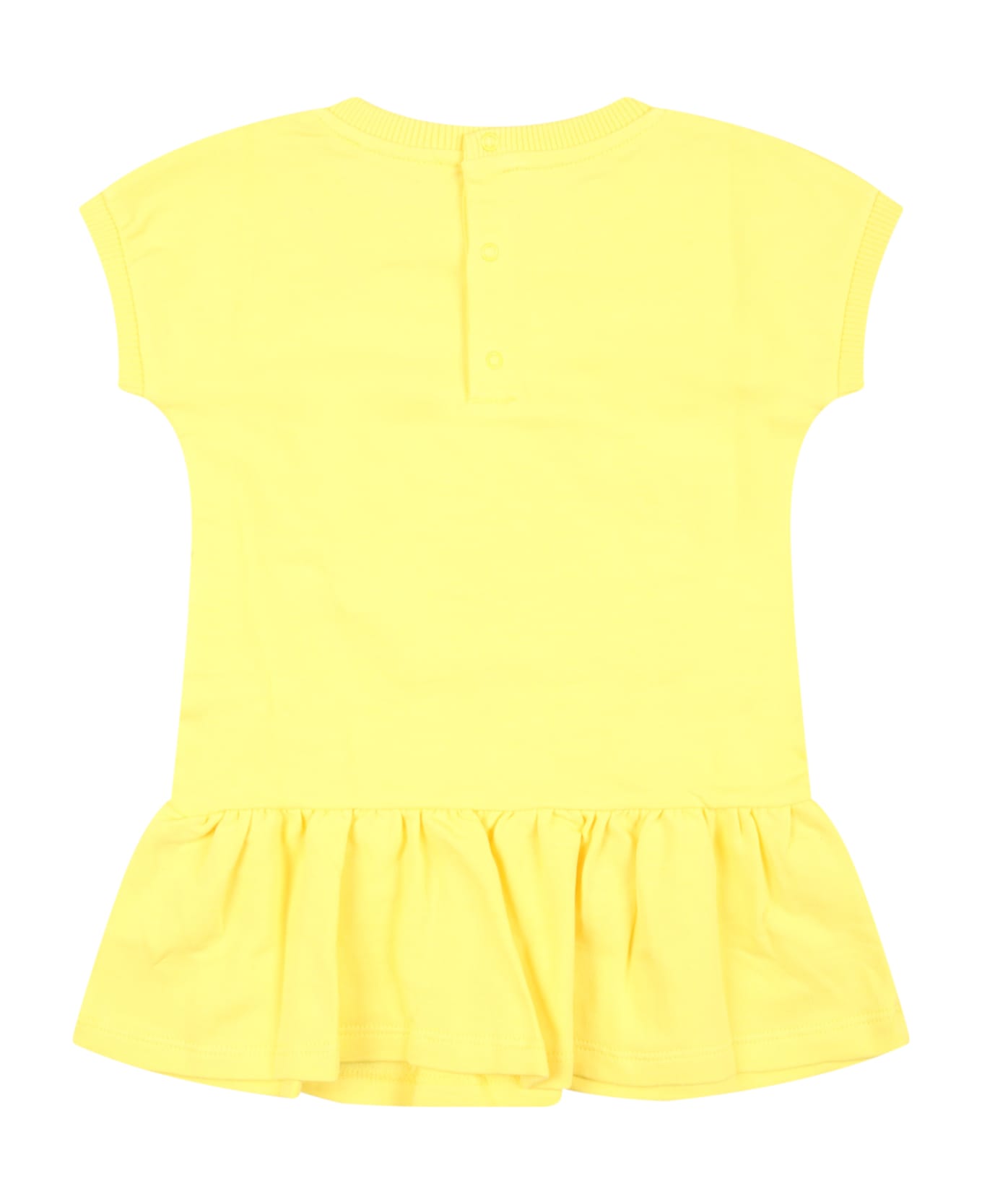 Moschino Yellow Dress For Baby Girl With Teddy Bear And Flowers - Yellow