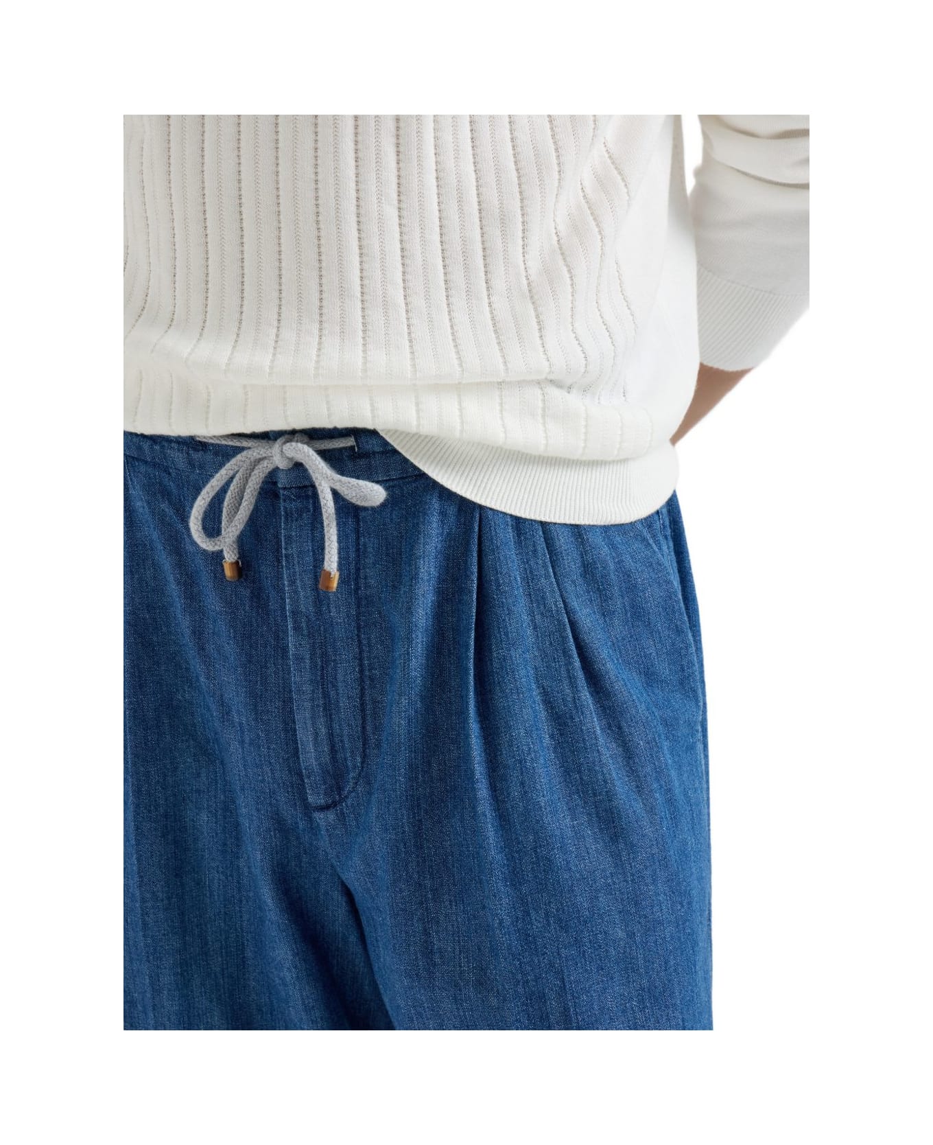 Brunello Cucinelli Cotton Trousers - Clear Blue