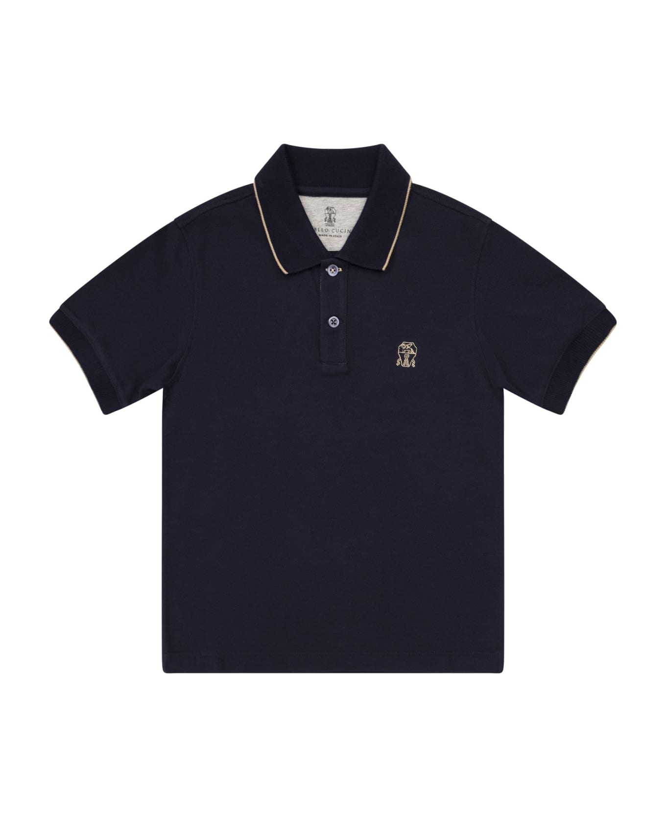Brunello Cucinelli Cotton Piqué Polo Shirt With Logo - Blue