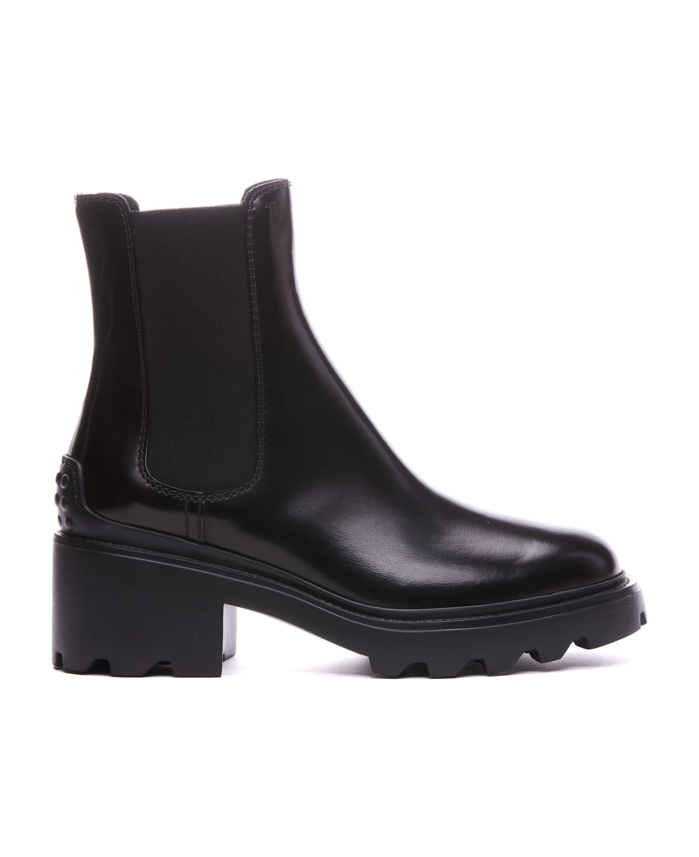 Tod's Leather Ankle Boot With Macro Sole - Black