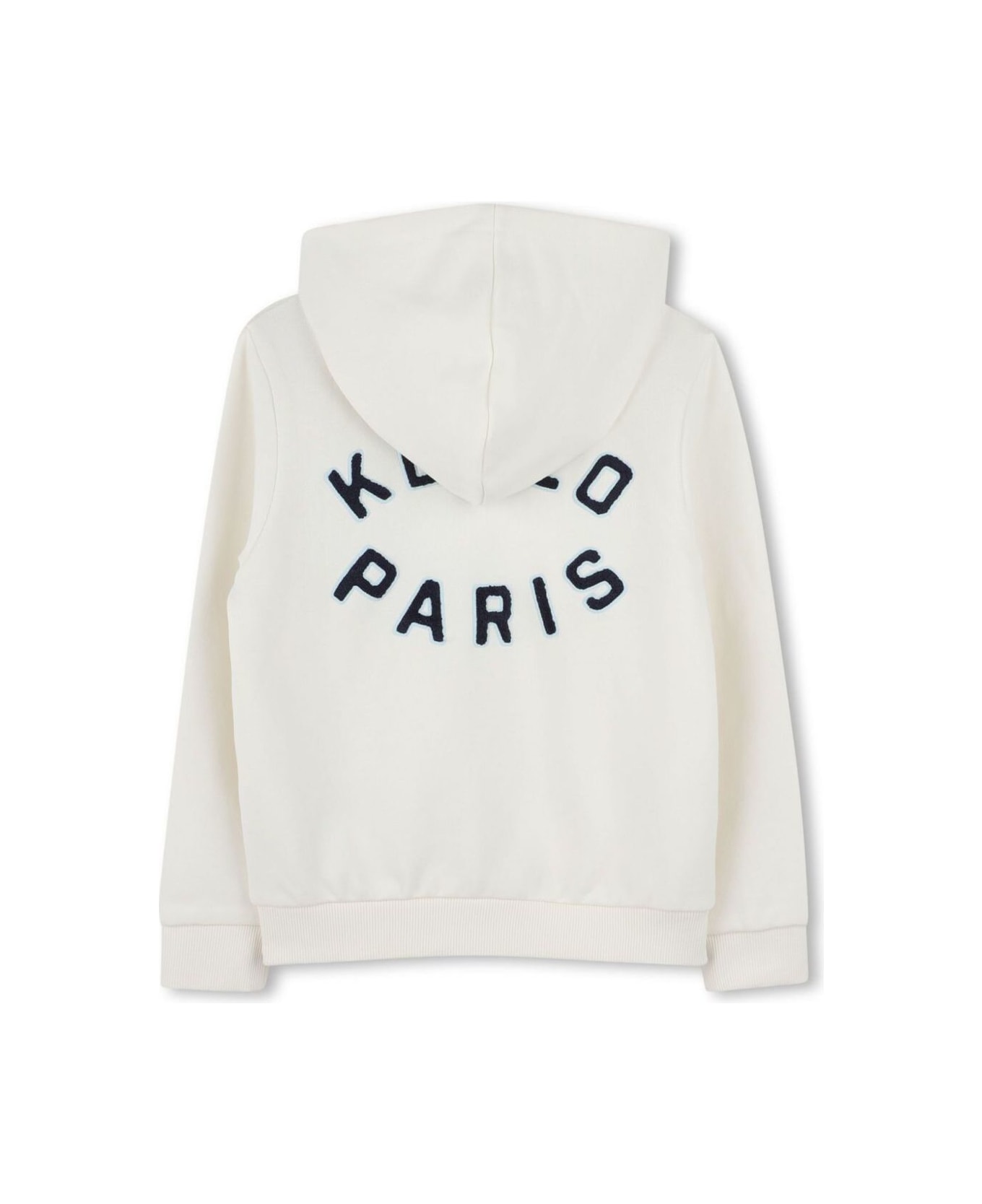 Kenzo Kids White Sweatshirt With Logo Lettering Embroidery On The Front And Maxi Logo Lettering On The Rear In Cotton Man - White