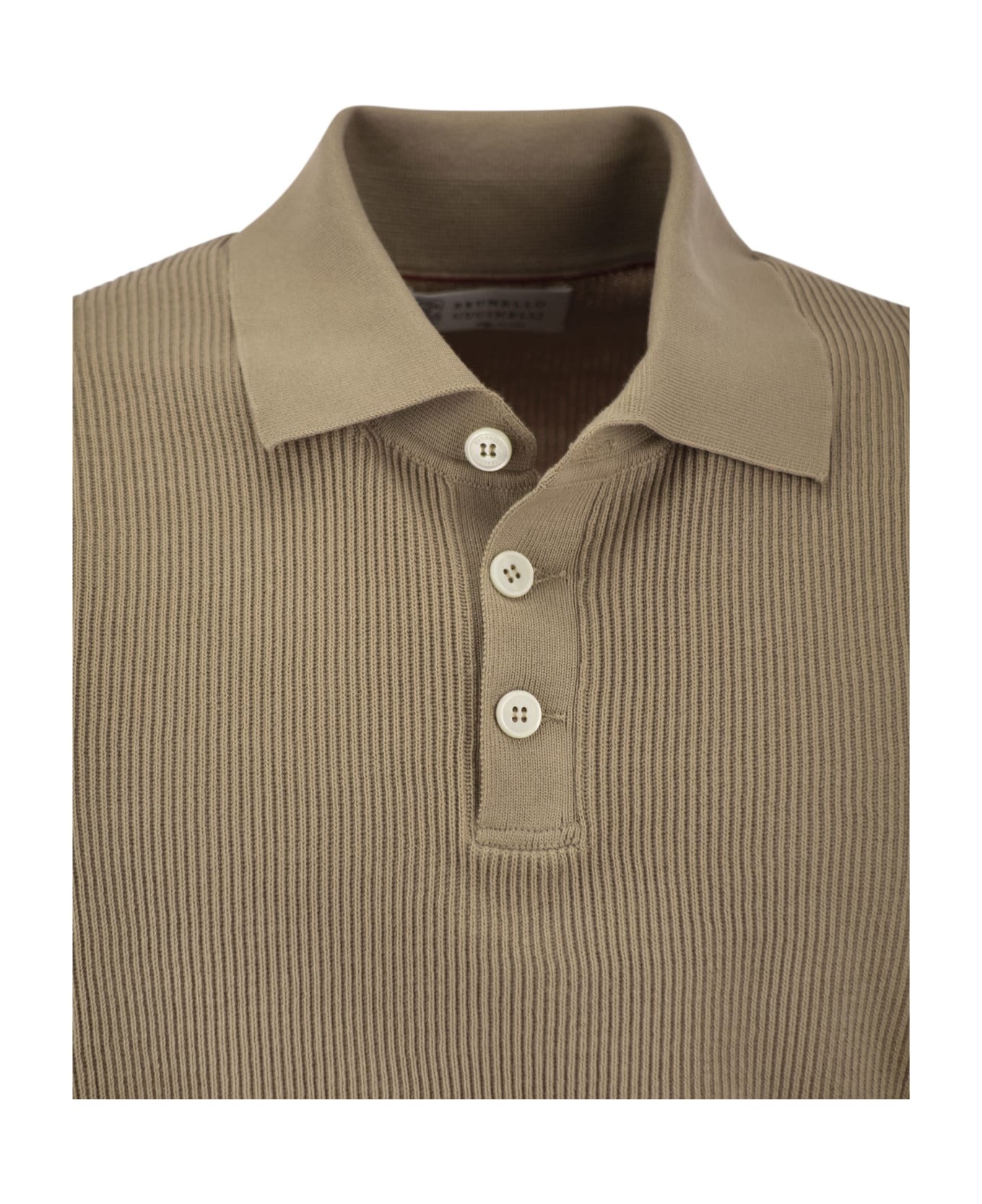 Brunello Cucinelli Ribbed Cotton Polo-style Jersey - Sand