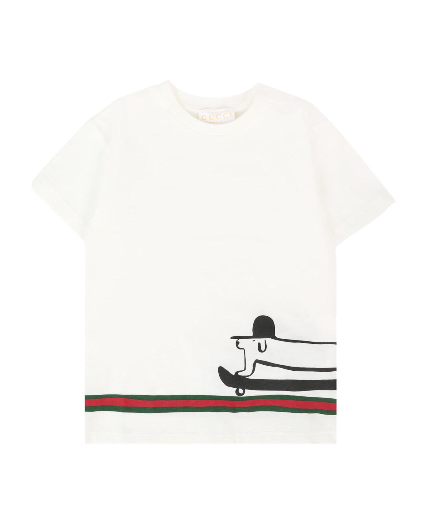 Gucci White T-shirt For Babykids With Dog - White