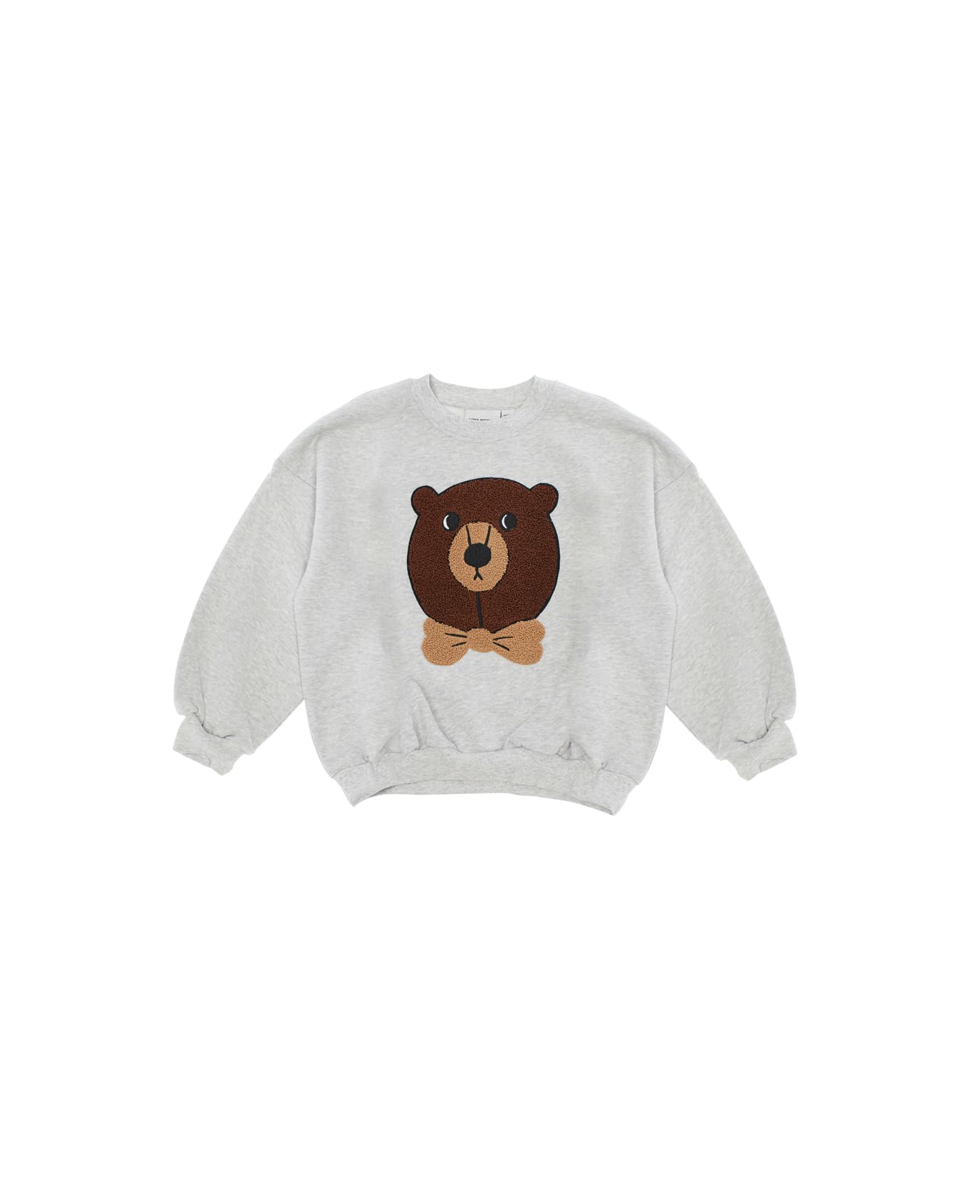 Mini Rodini Grey Sweatshirt With Bear Patch On The Front In Cotton Baby - Grey