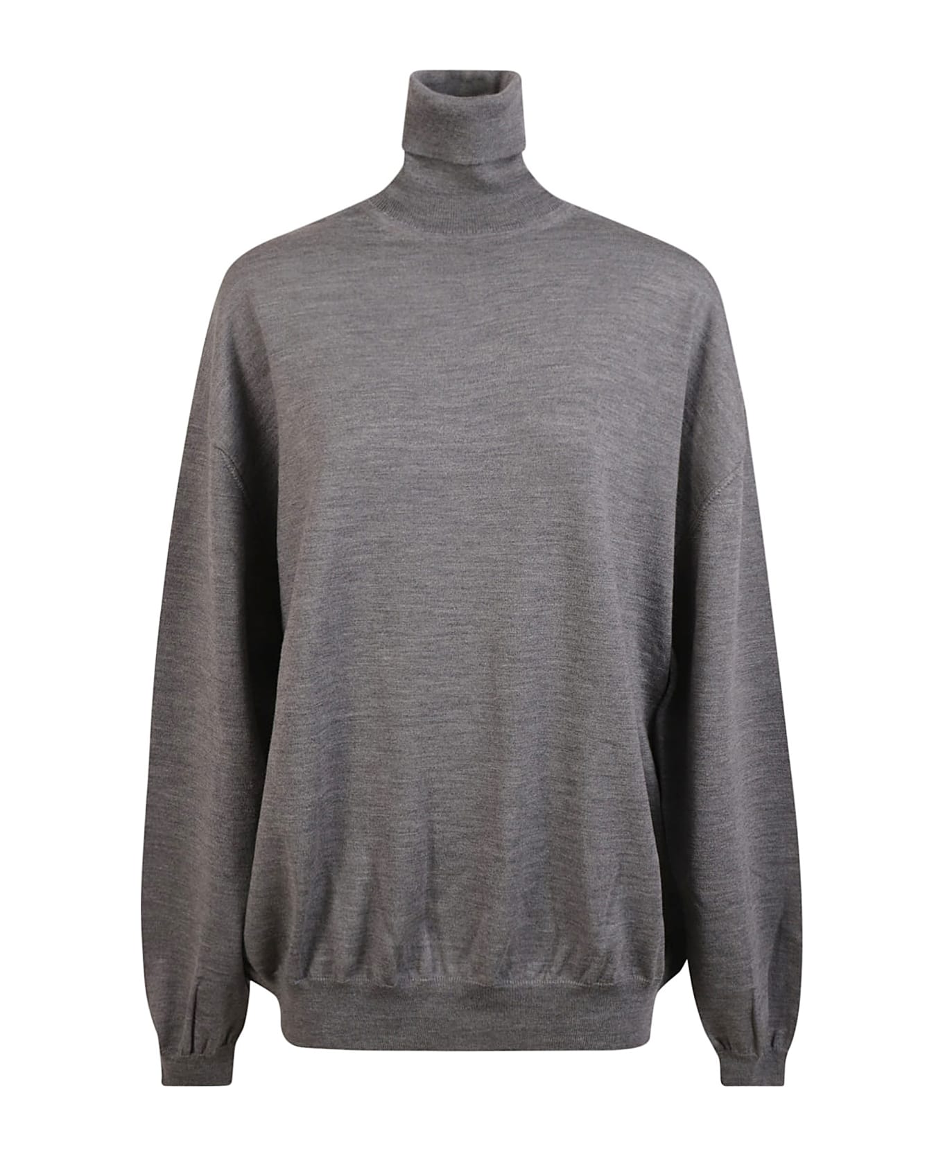 Moschino Oversized Turtleneck Ribbed Pullover - Grey