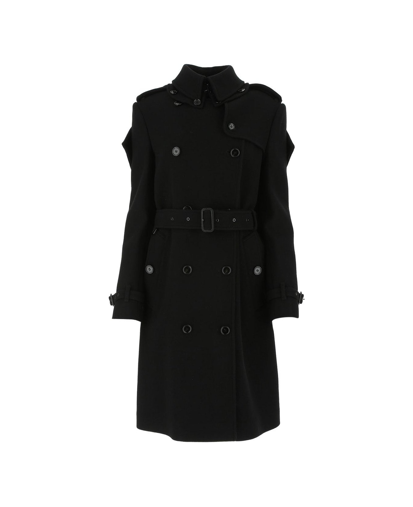 Burberry Belted-waist Trench Coat - BLACK