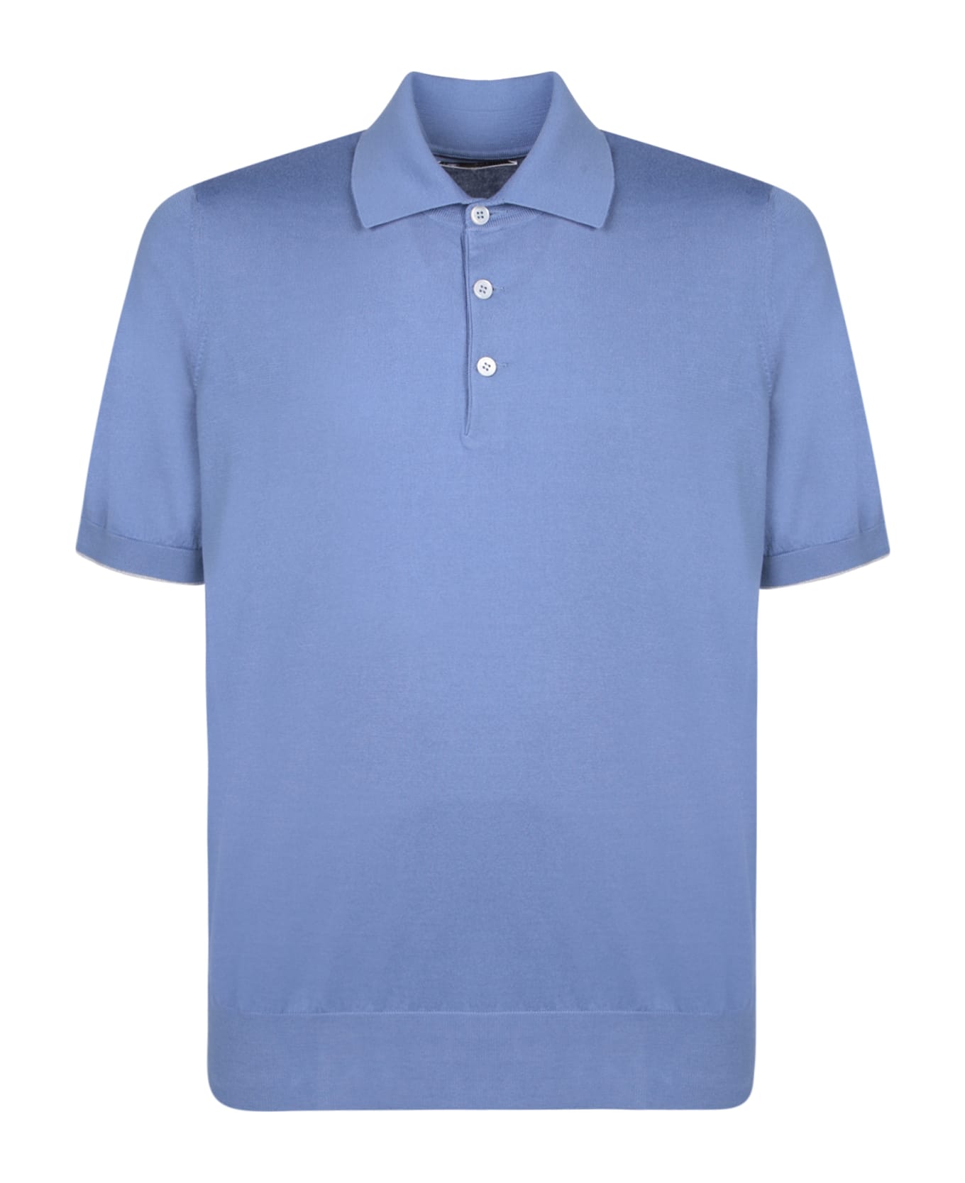 Brunello Cucinelli Short-sleeved Buttoned Polo Shirt - Blue ポロシャツ