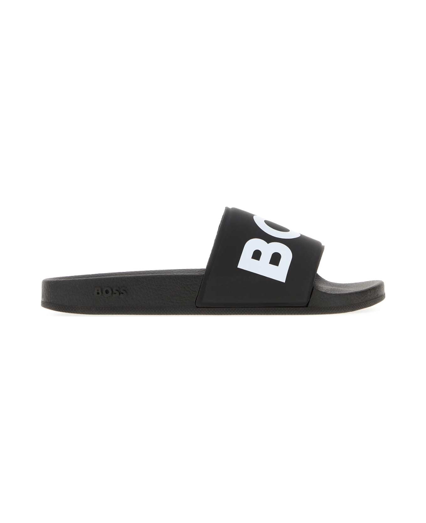Hugo Boss Black Rubber Slippers - 001