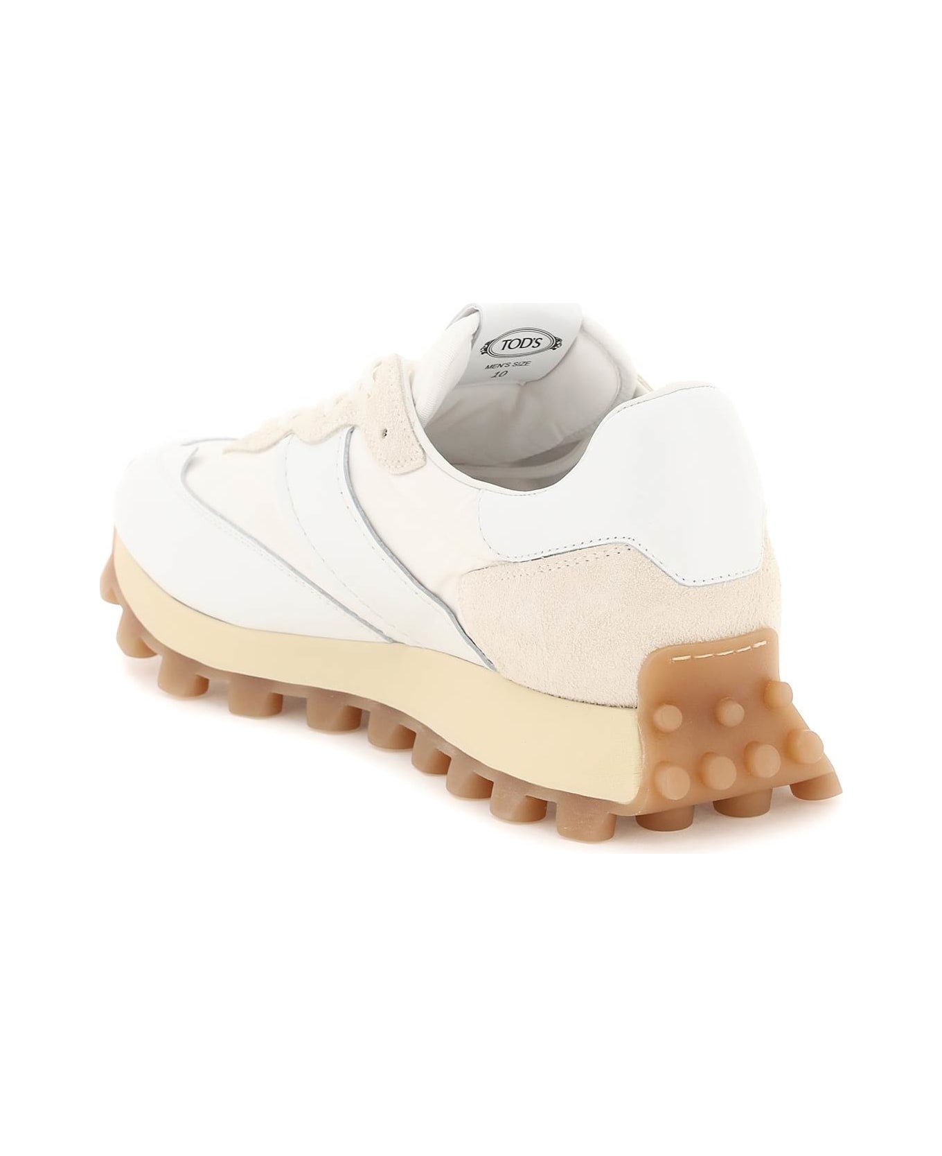 Tod's Sneakers In Smooth Leather And Suede - BIANCO BIANCO LANA