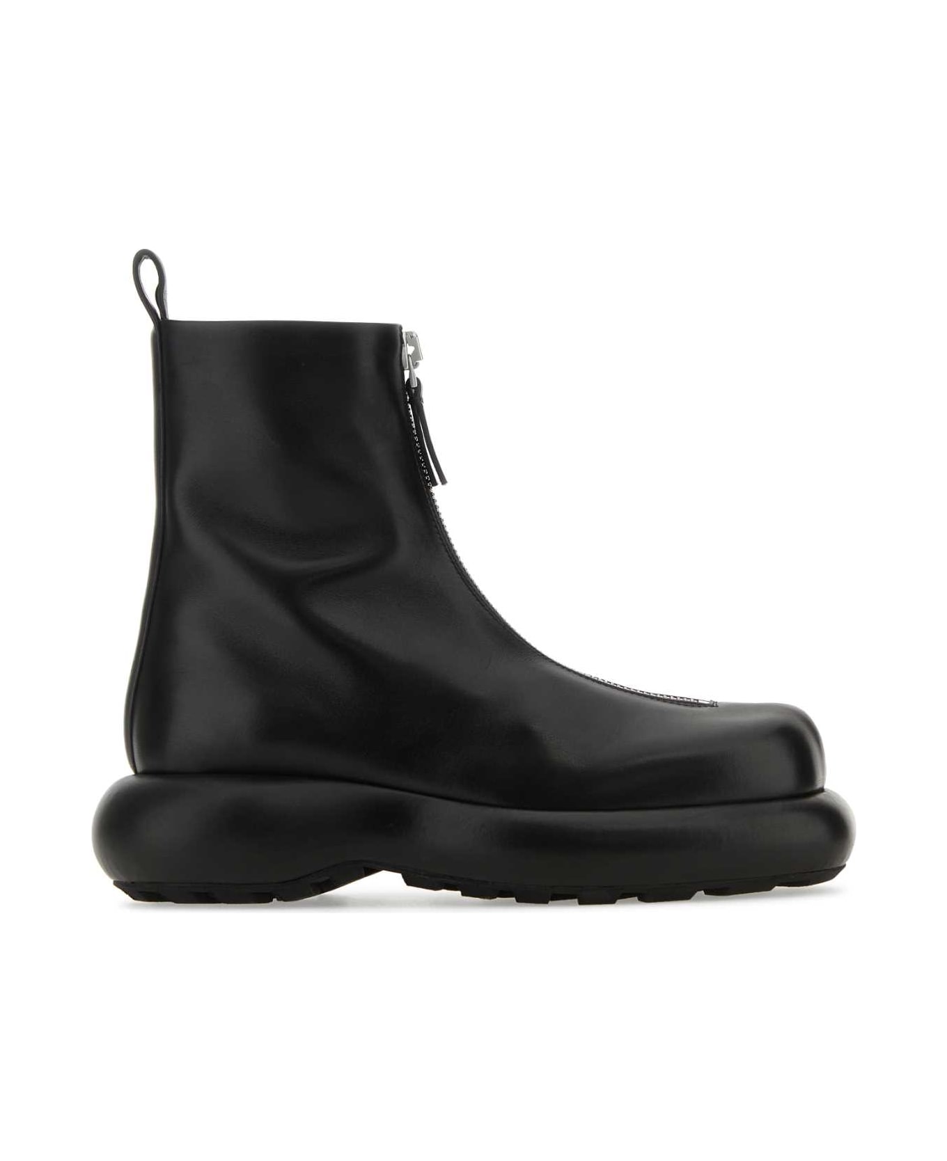 Jil Sander Black Leather Ankle Boots - 001