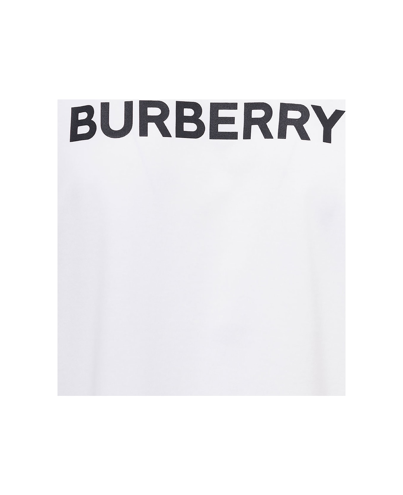Burberry White Crewneck Logo T-shirt In Cotton Woman Burberry - White