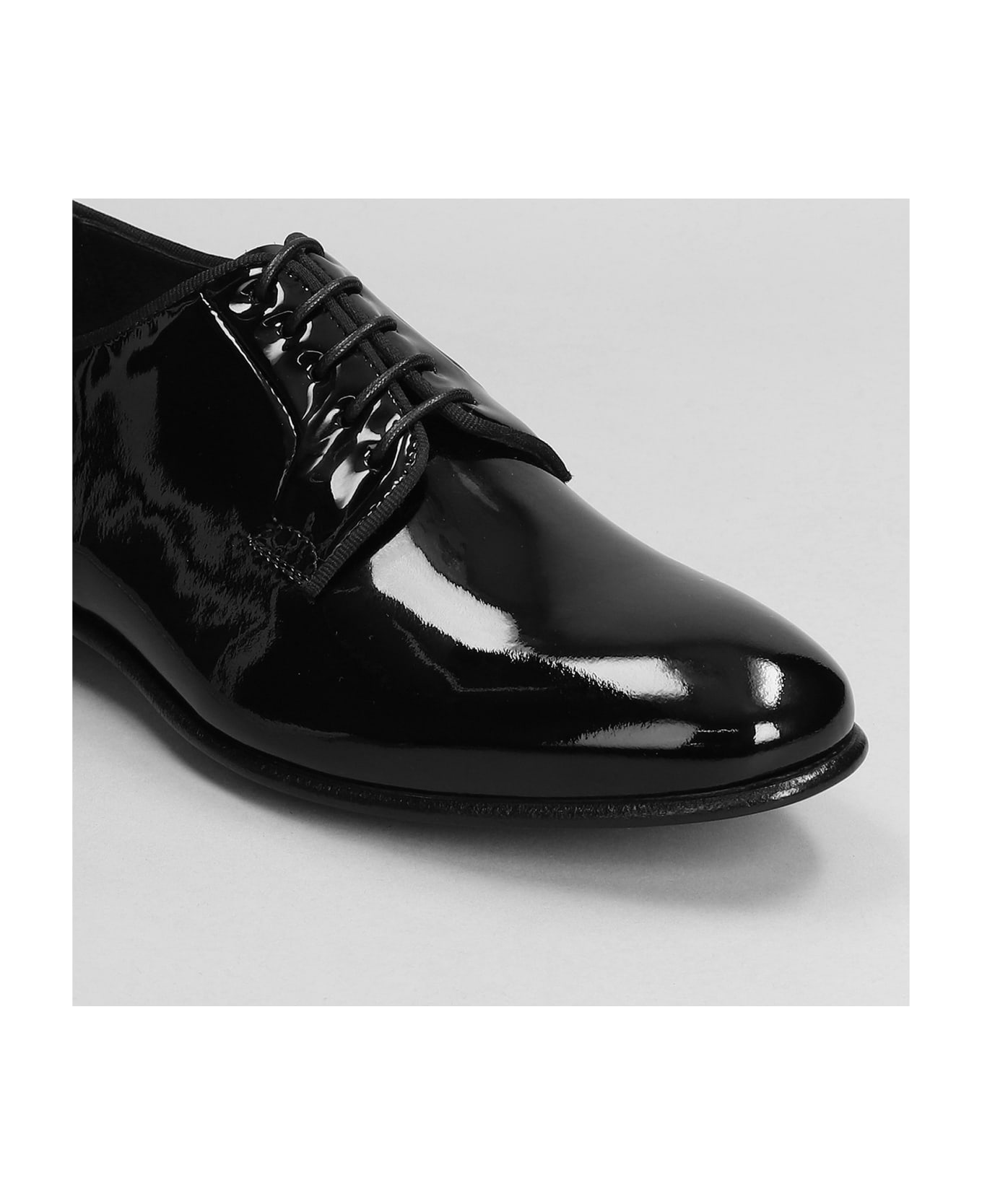 Green George Lace Up Shoes In Black Patent Leather - black