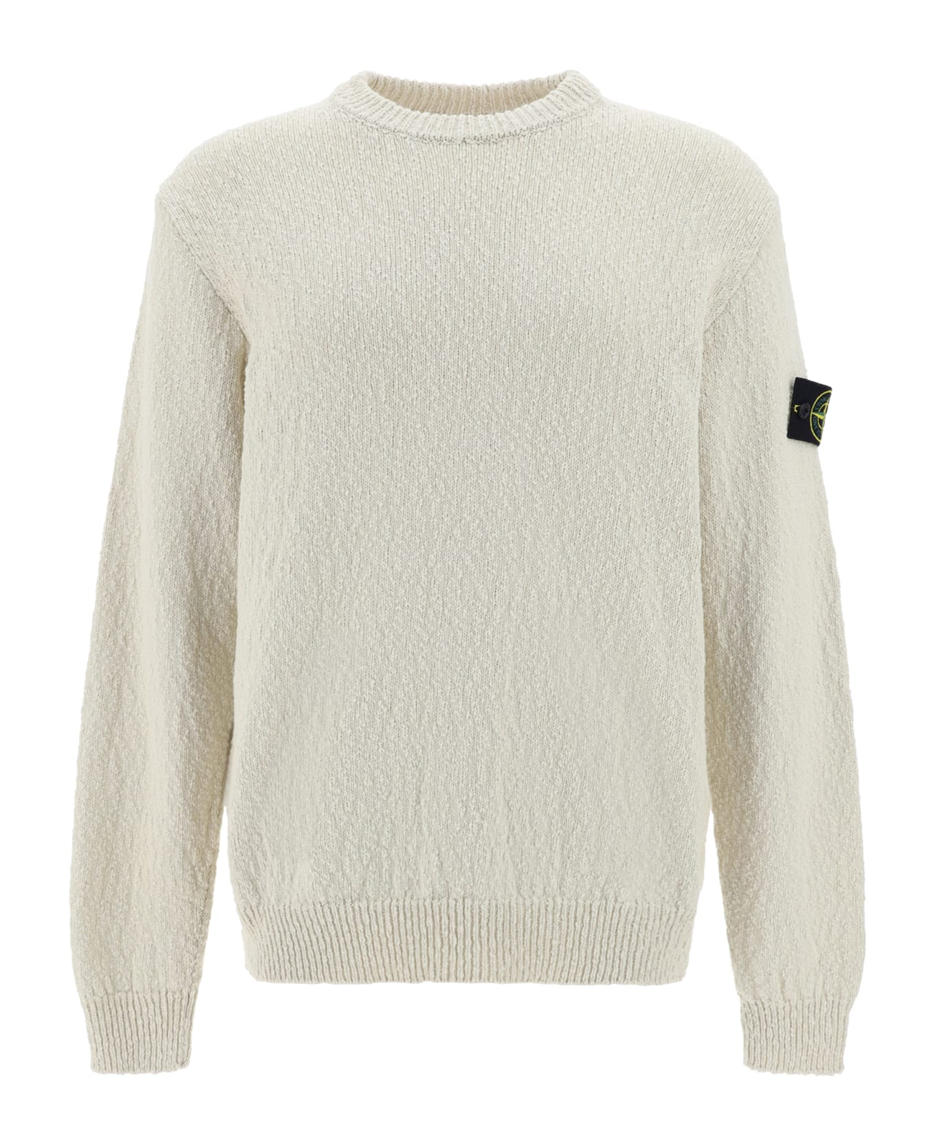 Stone Island Cotton Blend Crew-neck Sweater - Ecru