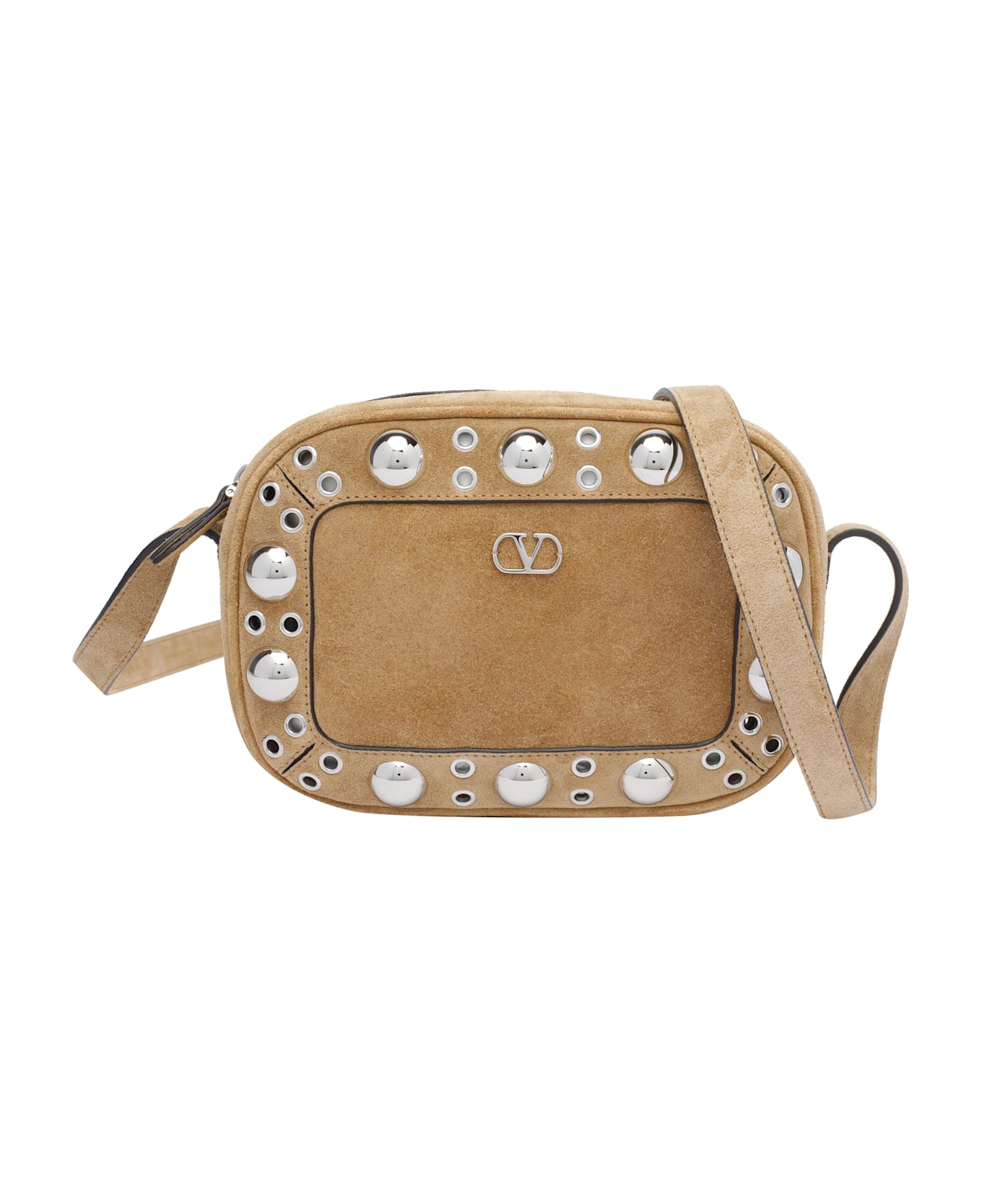 Valentino Garavani Suede Nellcote Crossbody Bag - Beige