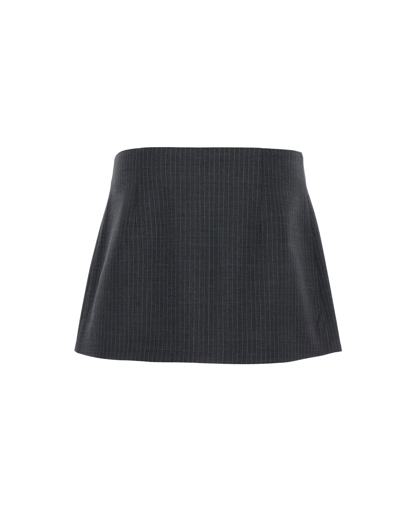 Coperni Grey Pinstriped Wrap Mini Skirt In Wool Woman - Grey