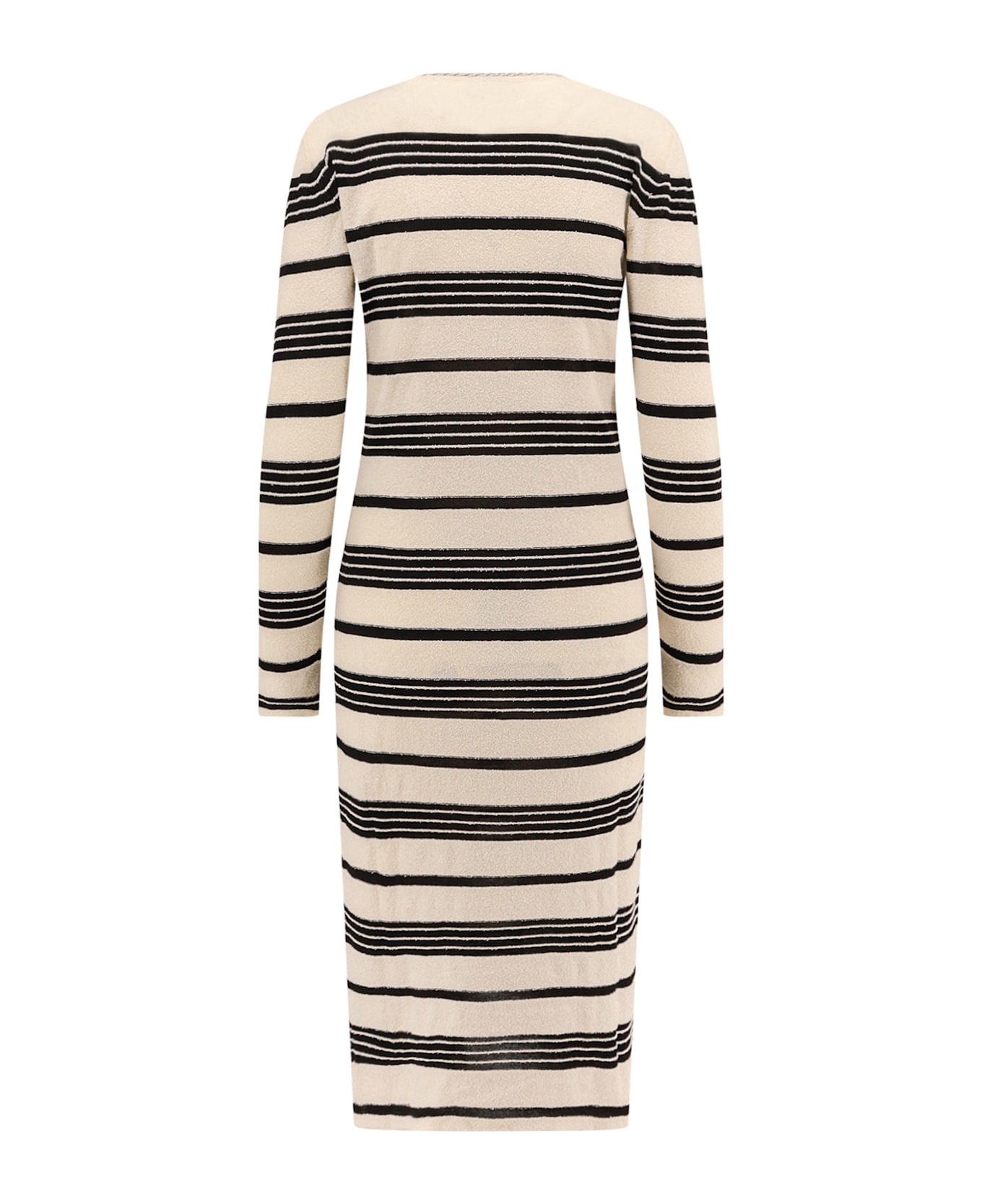 Moncler Striped Cotton Blend Dress - White