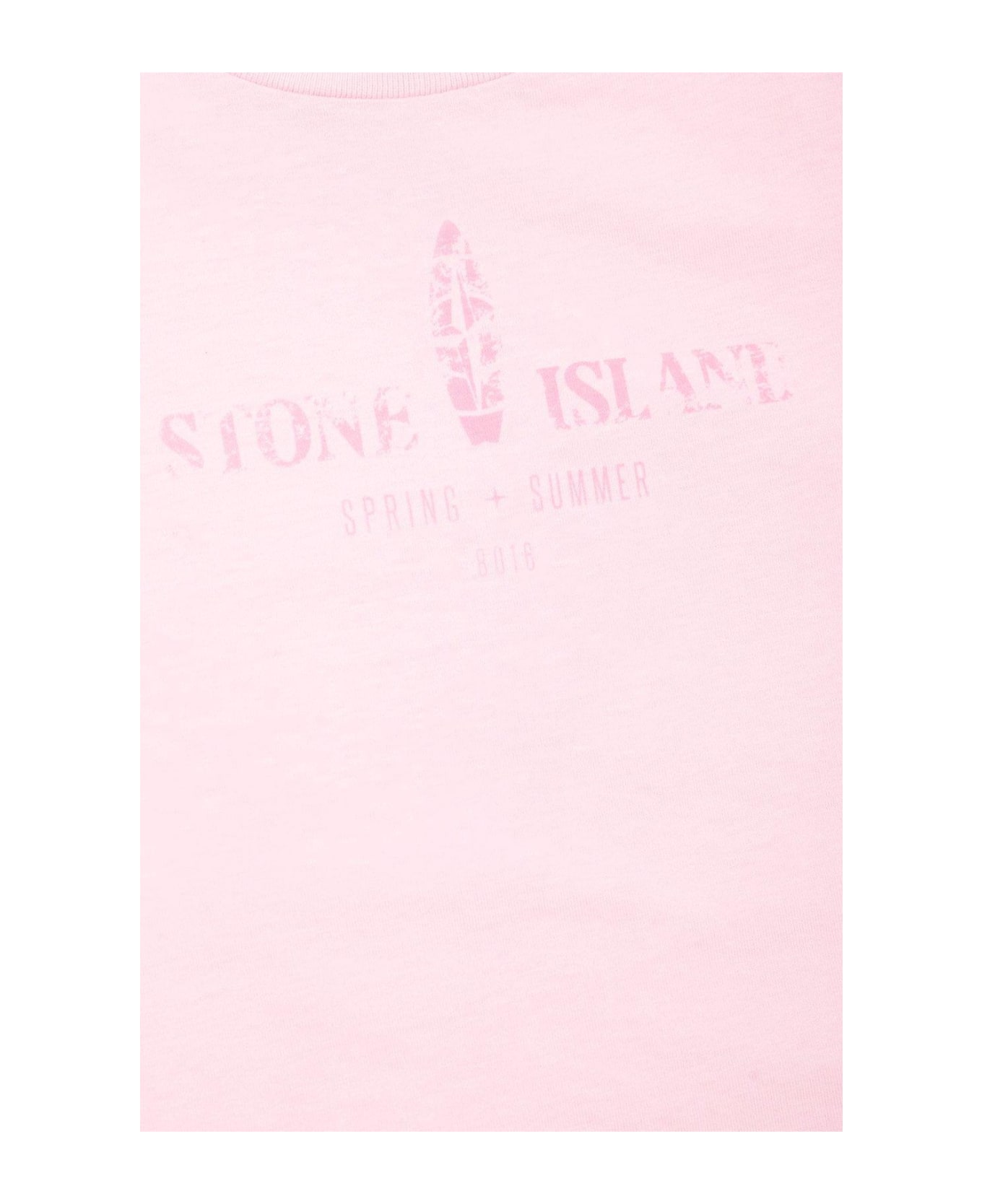 Stone Island Junior Logo Printed Crewneck T-shirt - Rosa