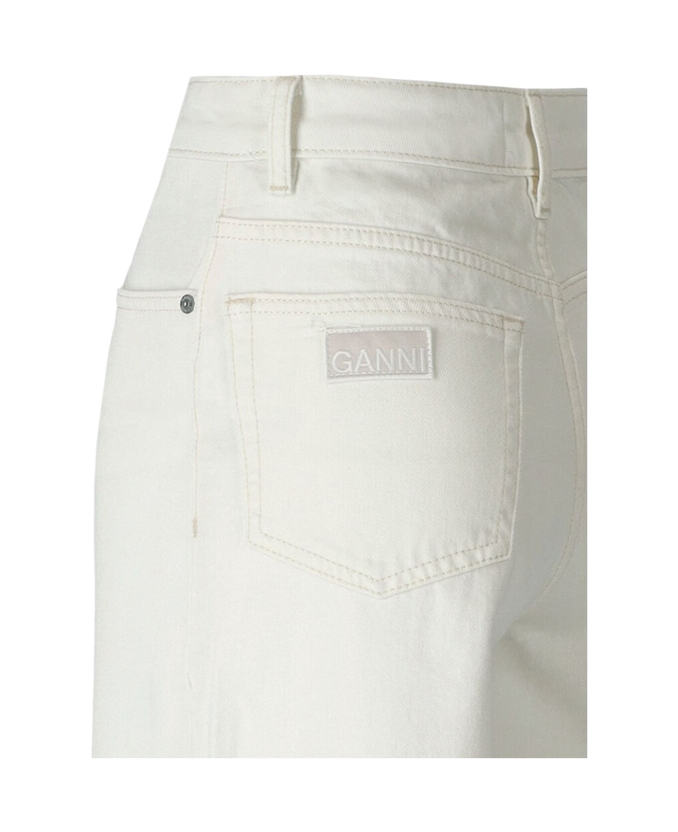 Ganni High-waist Denim Cropped Jeans - Bianco