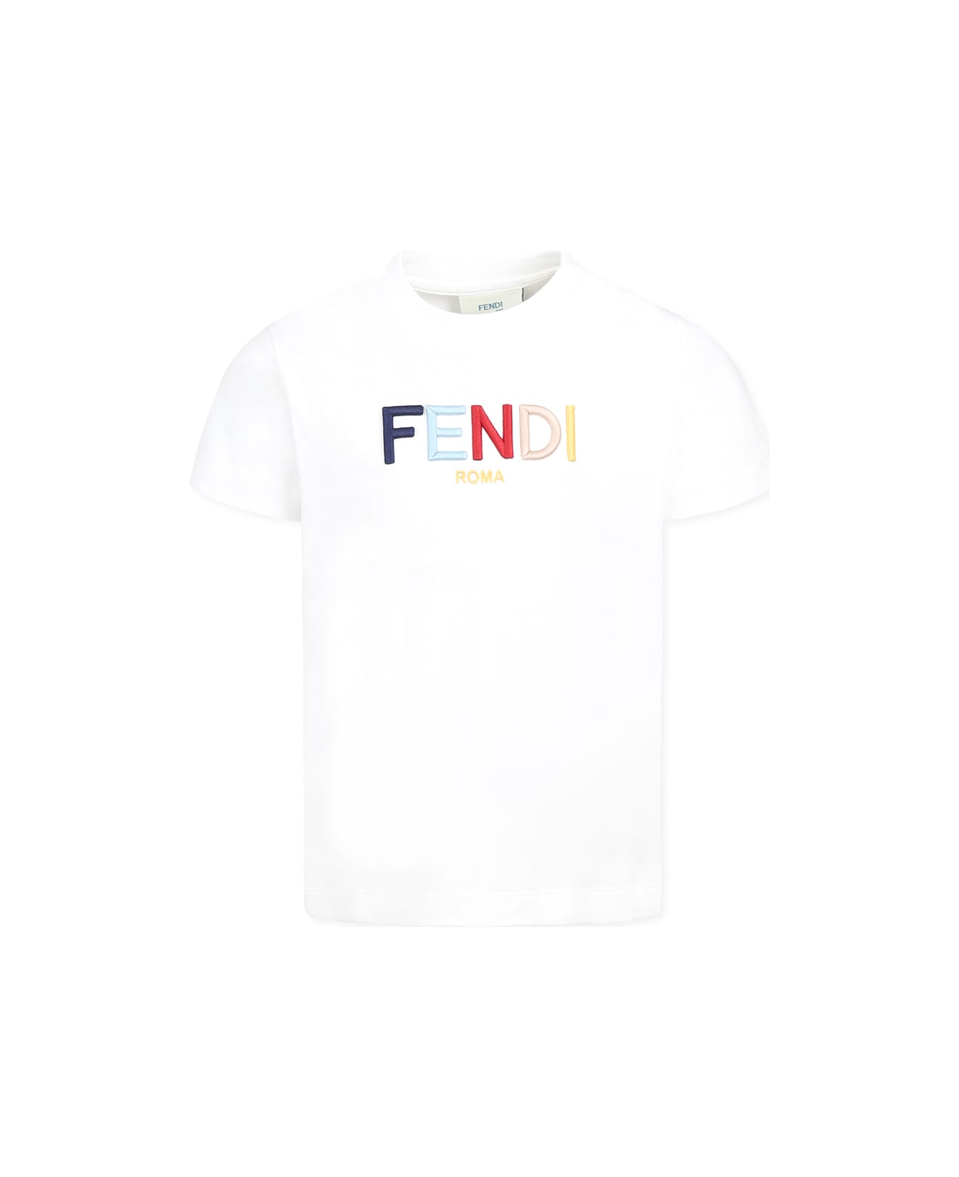 Fendi White T-shirt For Kids With Logo - White