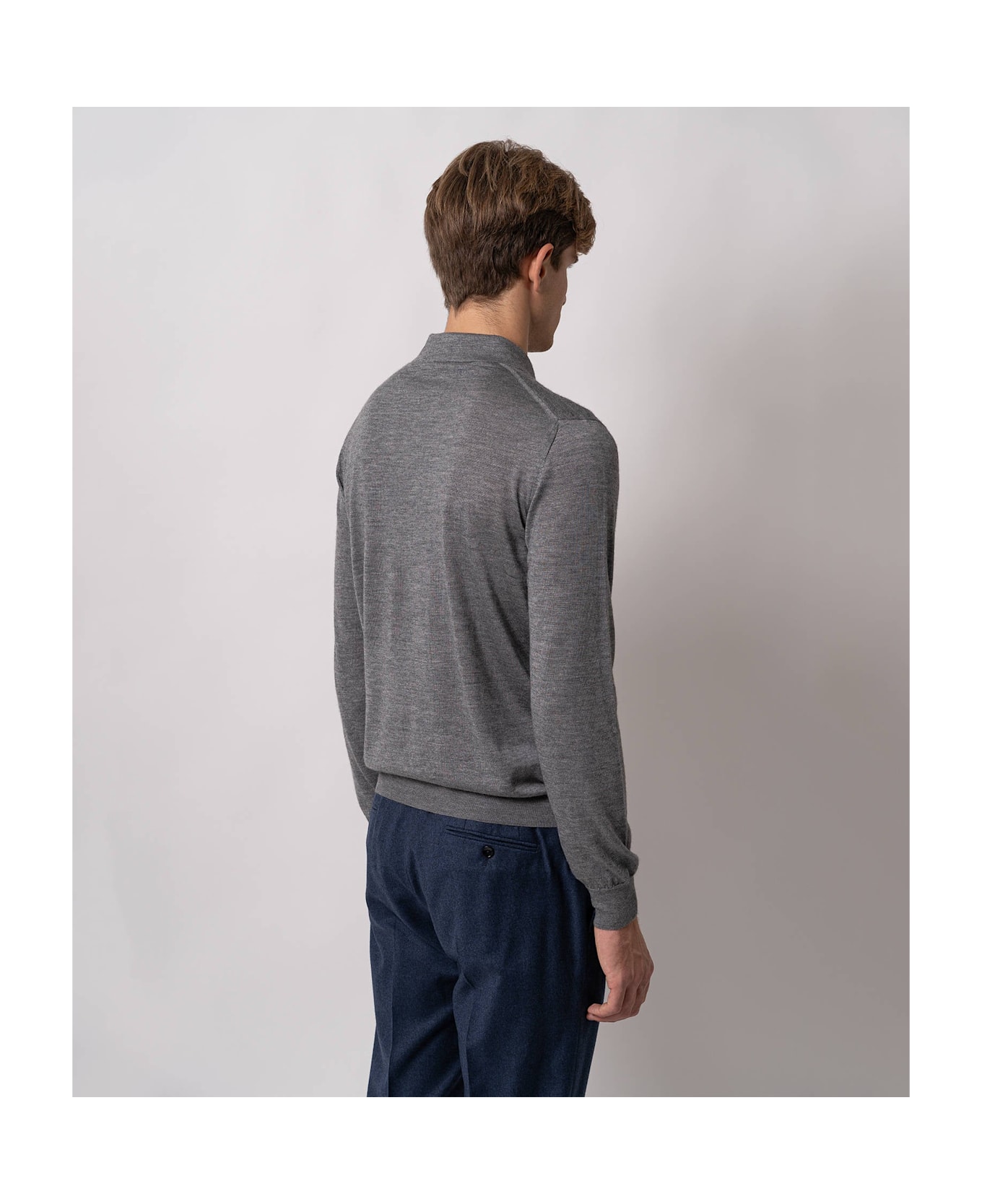 Larusmiani Long Sleeve Polo Coppa Europa Sweater - Gray