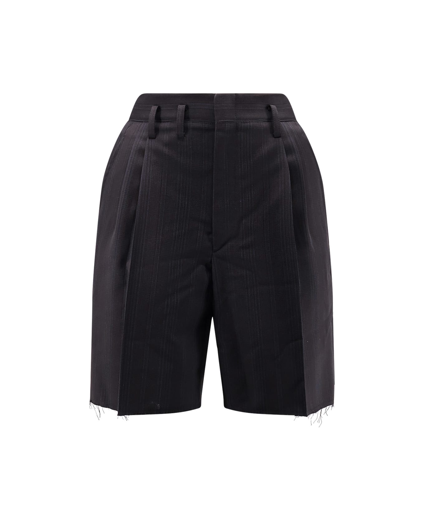 Maison Margiela Striped Virgin Wool Shorts - Black