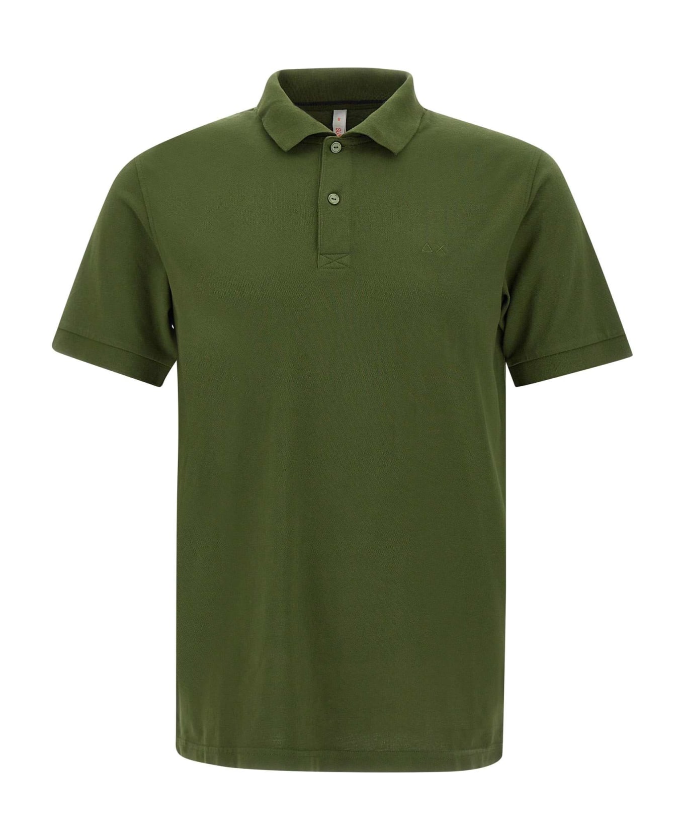 Sun 68 "cold Garment Dye" Cotton Polo Shirt - GREEN
