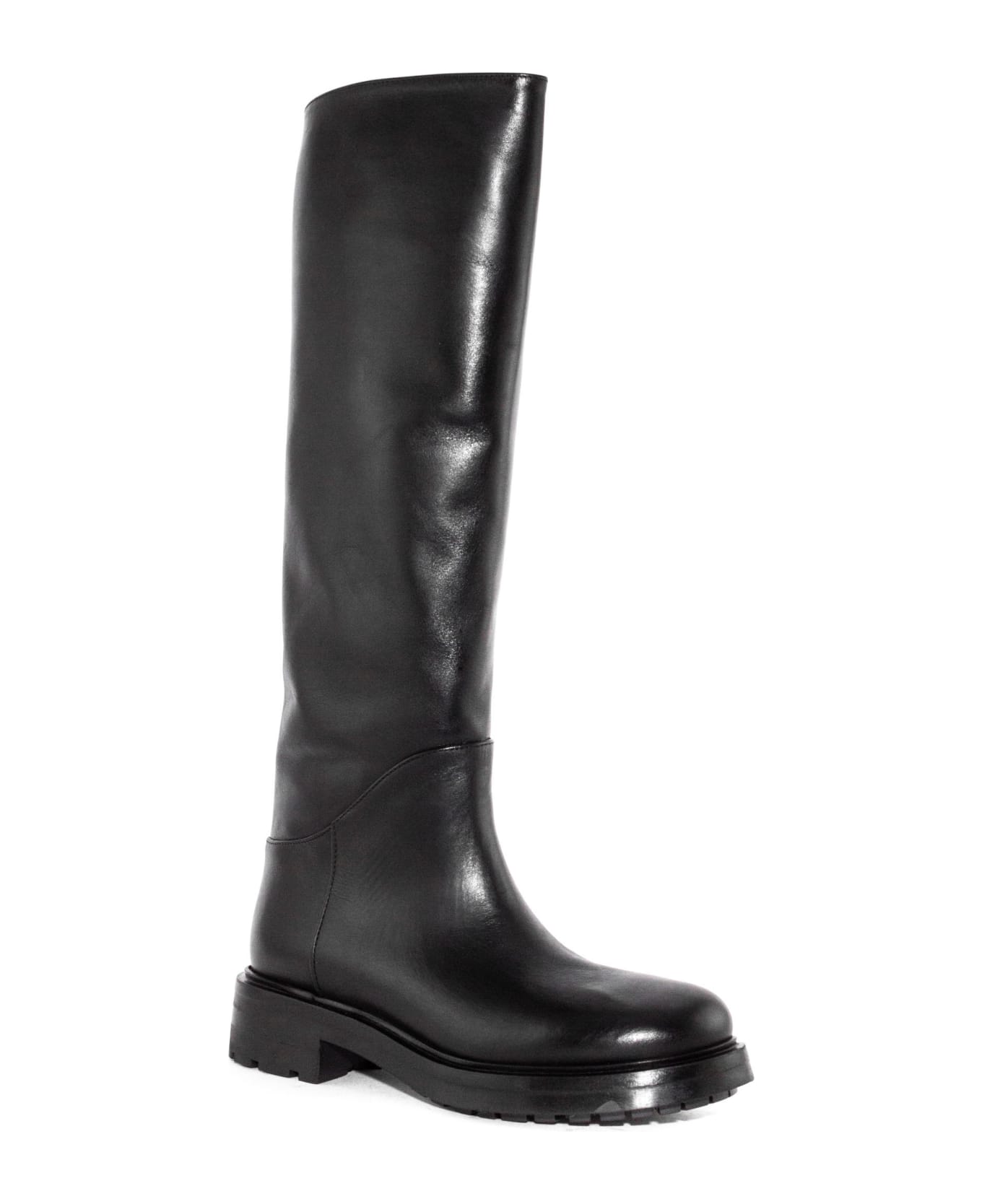 Elena Iachi Black Leather High Boots - Nero