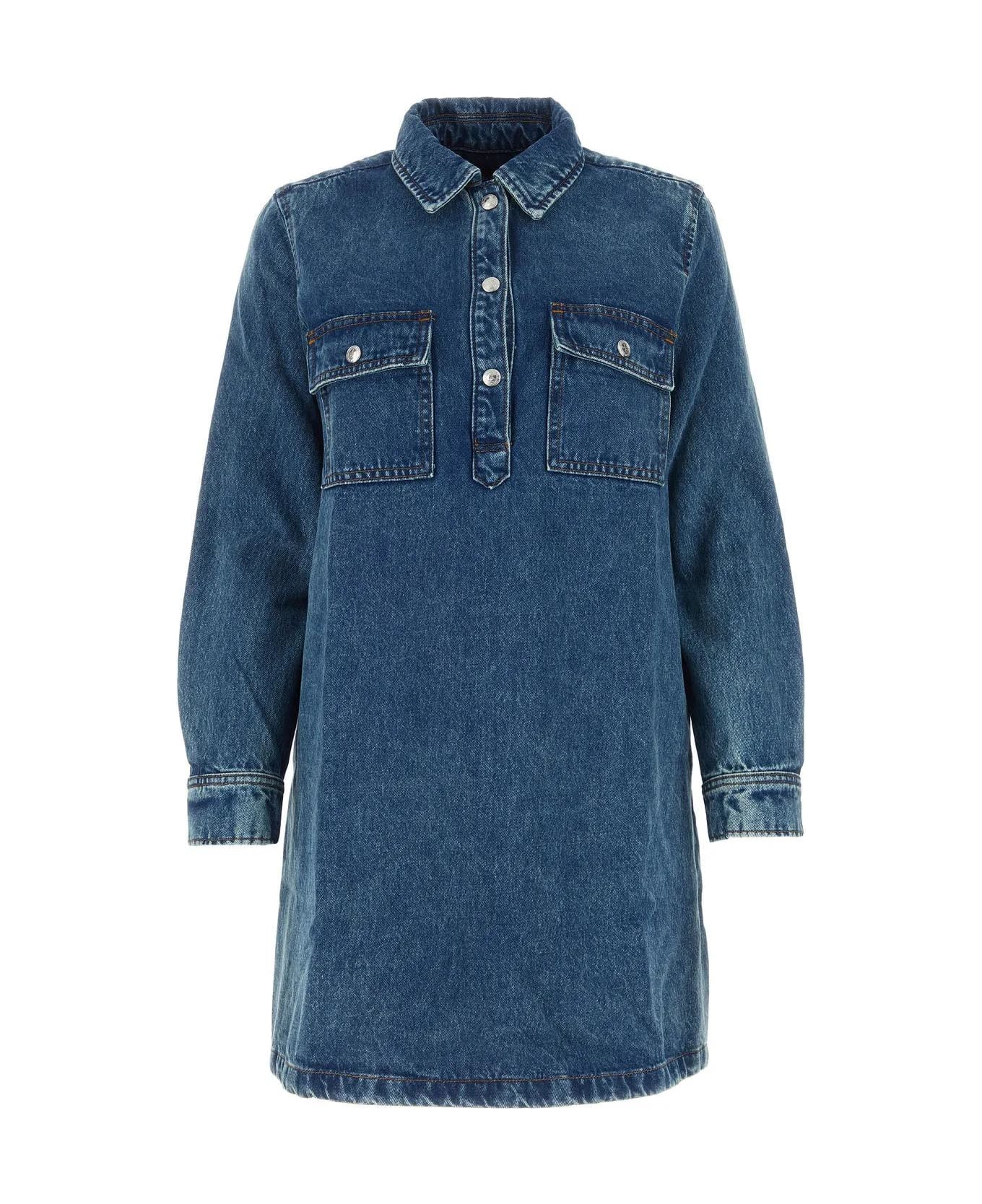 A.P.C. Denim Cogut Shirt Dress - LIGHT BLUE