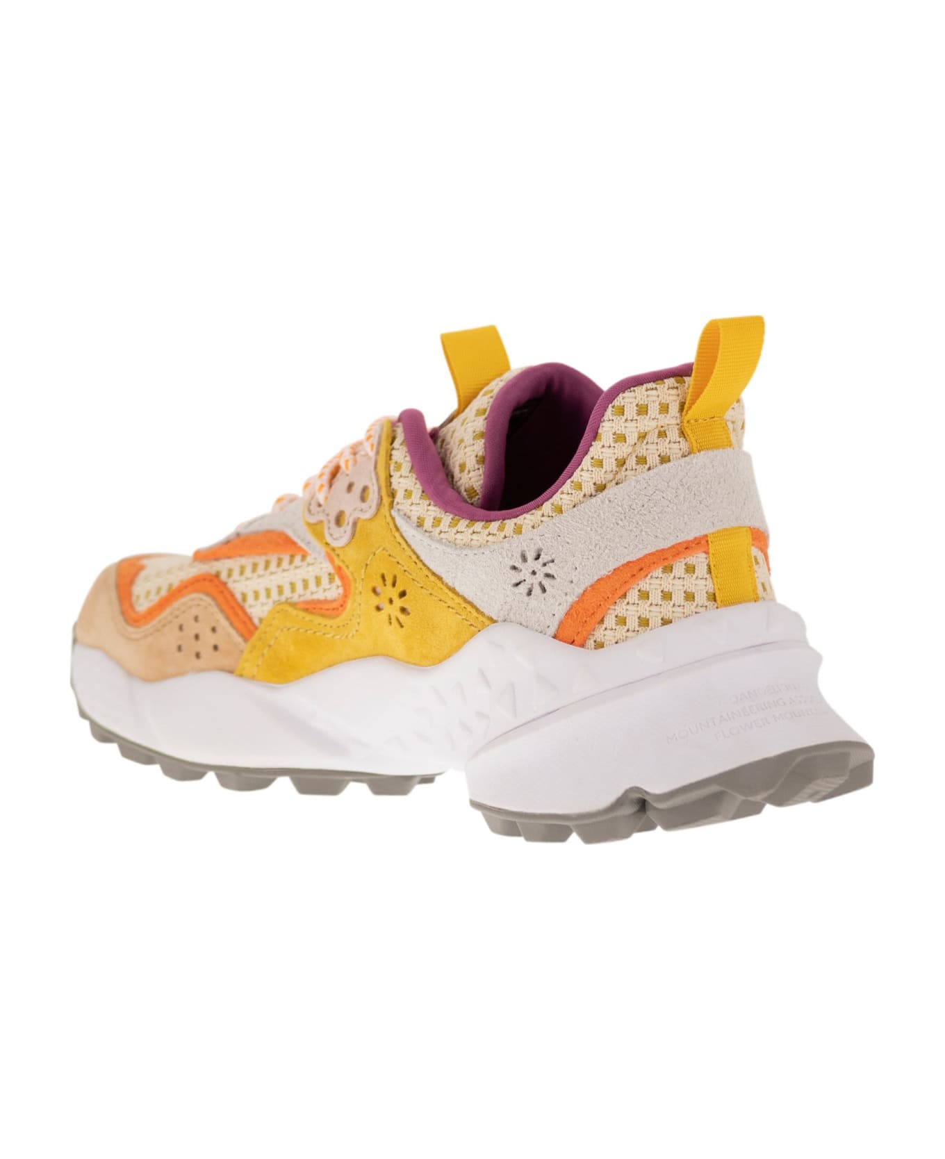 Flower Mountain Kotetsu - Sneakers In Suede And Technical Fabric - Beige/ocra