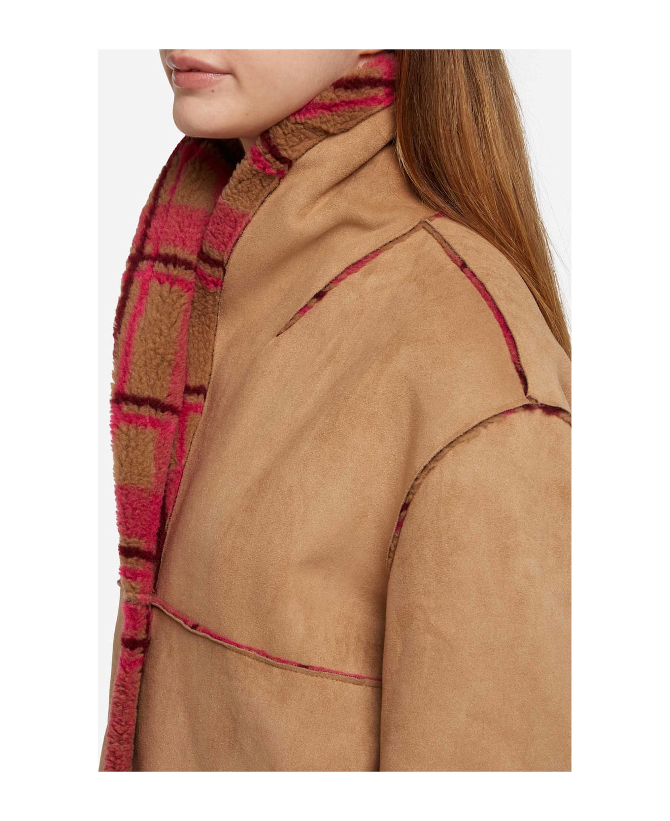 MC2 Saint Barth Woman Reversible Shearling Jacket Dorys - CAMEL