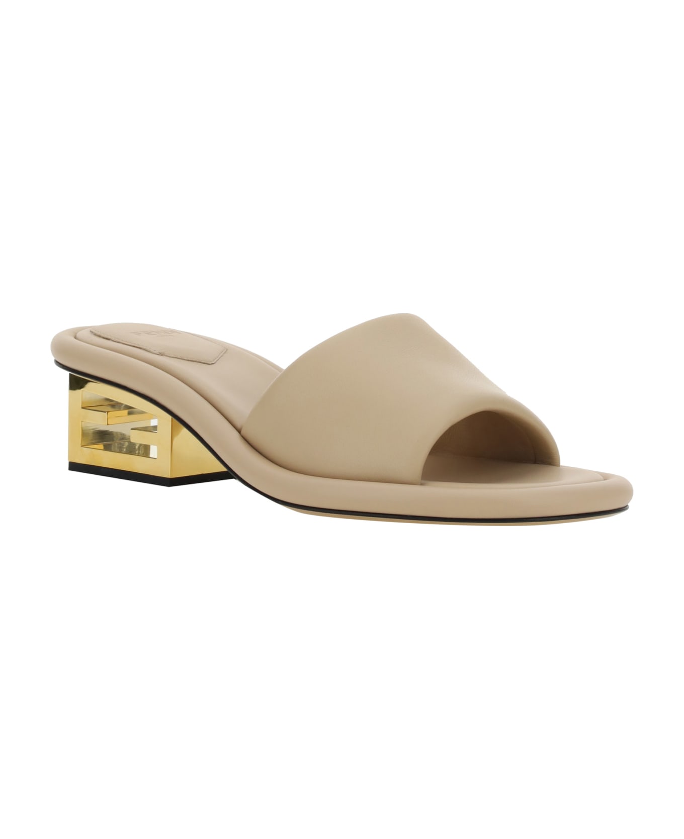 Fendi Baguette Nappa Leather Sandals - Buff