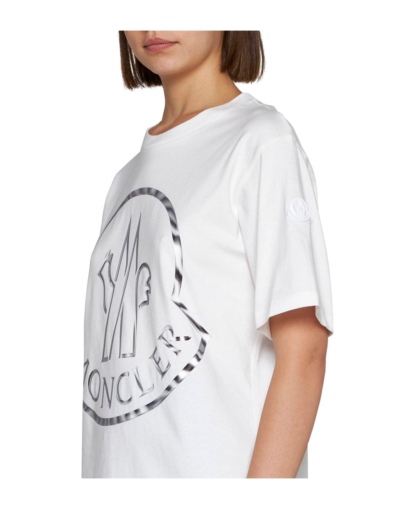 Moncler Logo Printed Crewneck T-shirt - Bianco Tシャツ