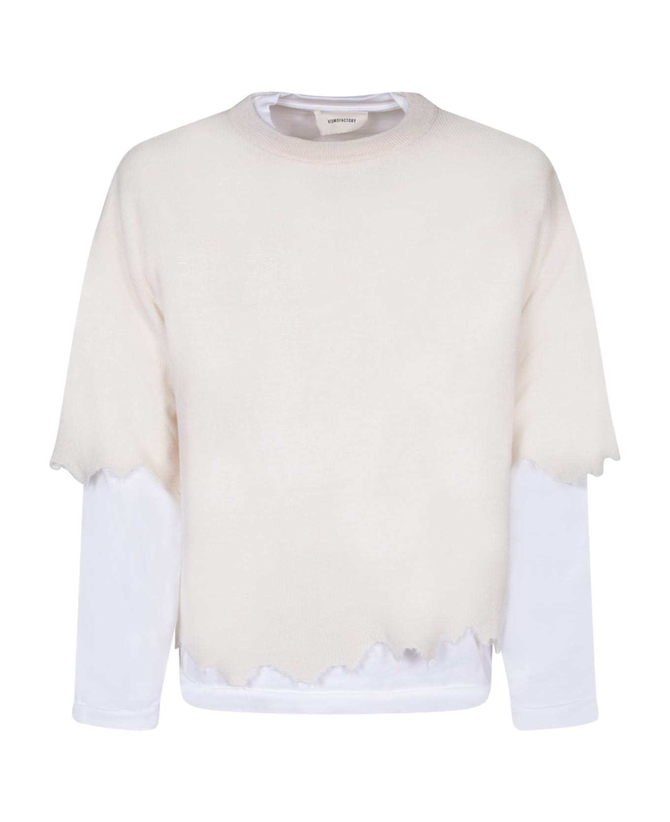 Atomo Factory Cream Sweater With Slits - White