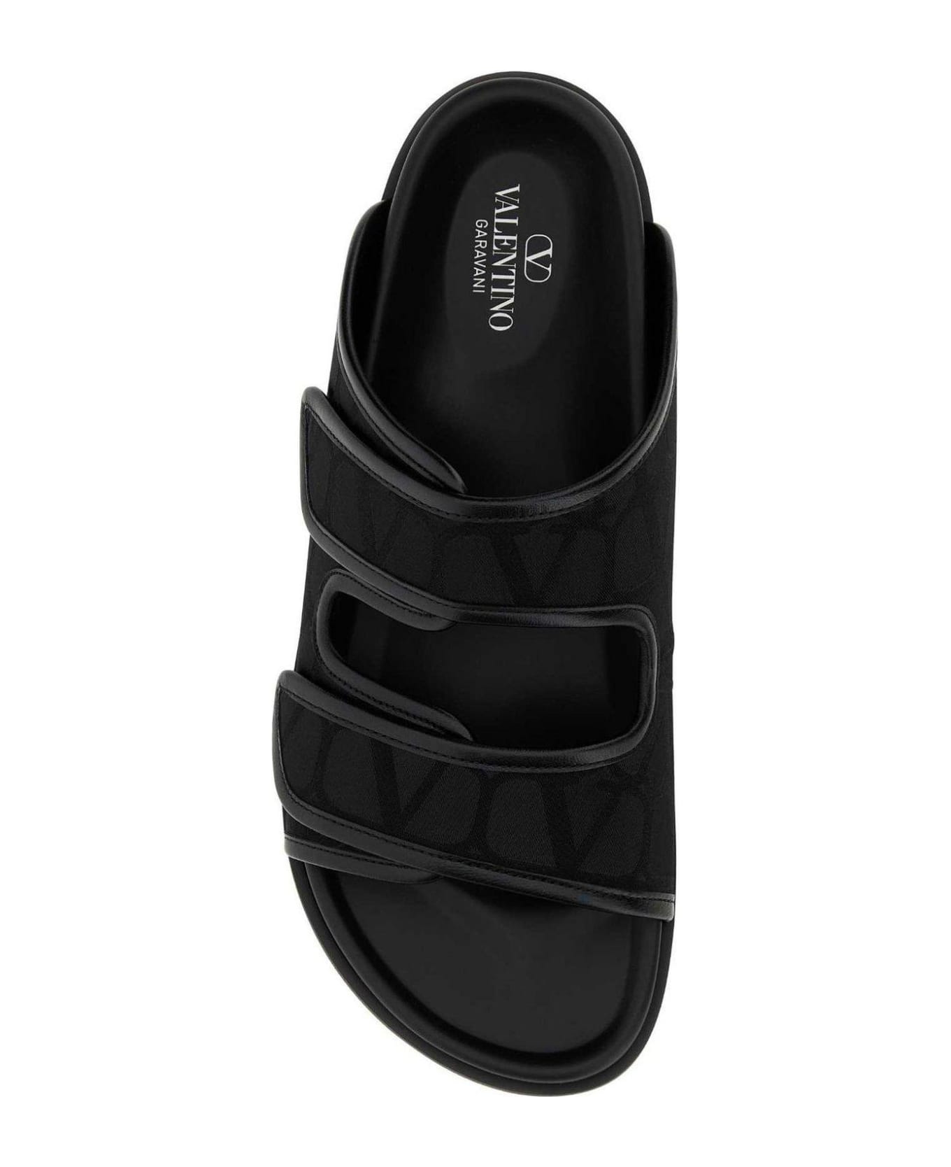 Valentino Garavani Open Toe Slip-on Slippers - BLACK