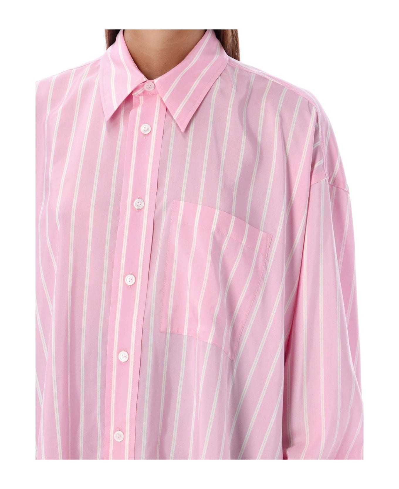 Bottega Veneta Silk Shirt With Striped Pattern - PINK STRIPES
